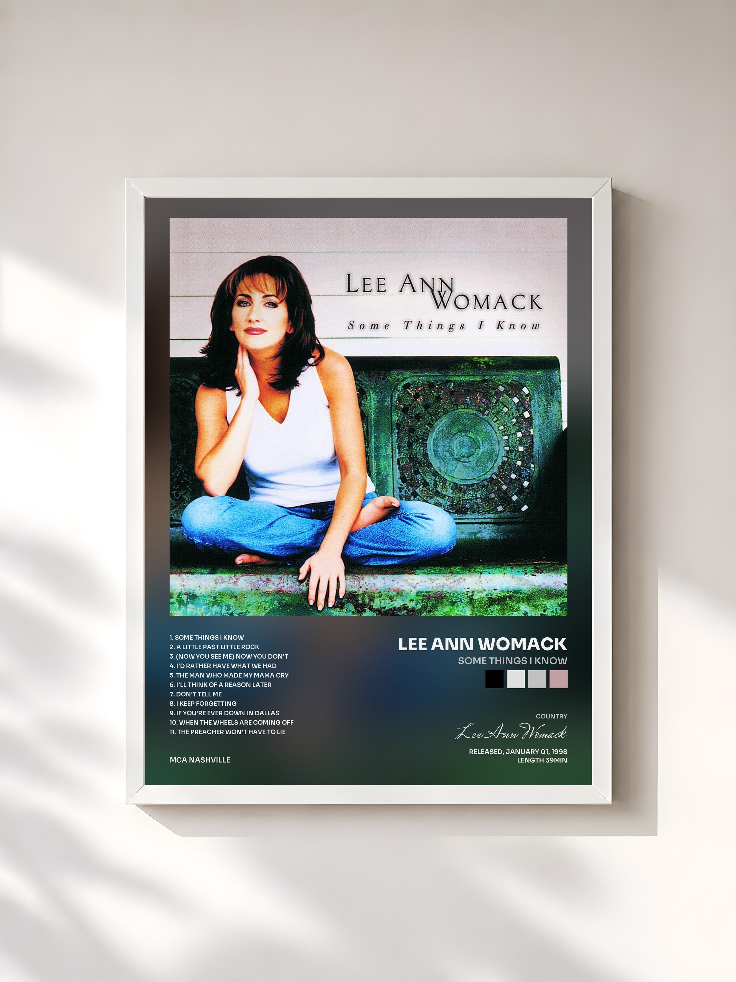#blanc Tableau de l'album Some Things I Know de Lee Ann Womack, cadre blanc, imprimé et encadré en France