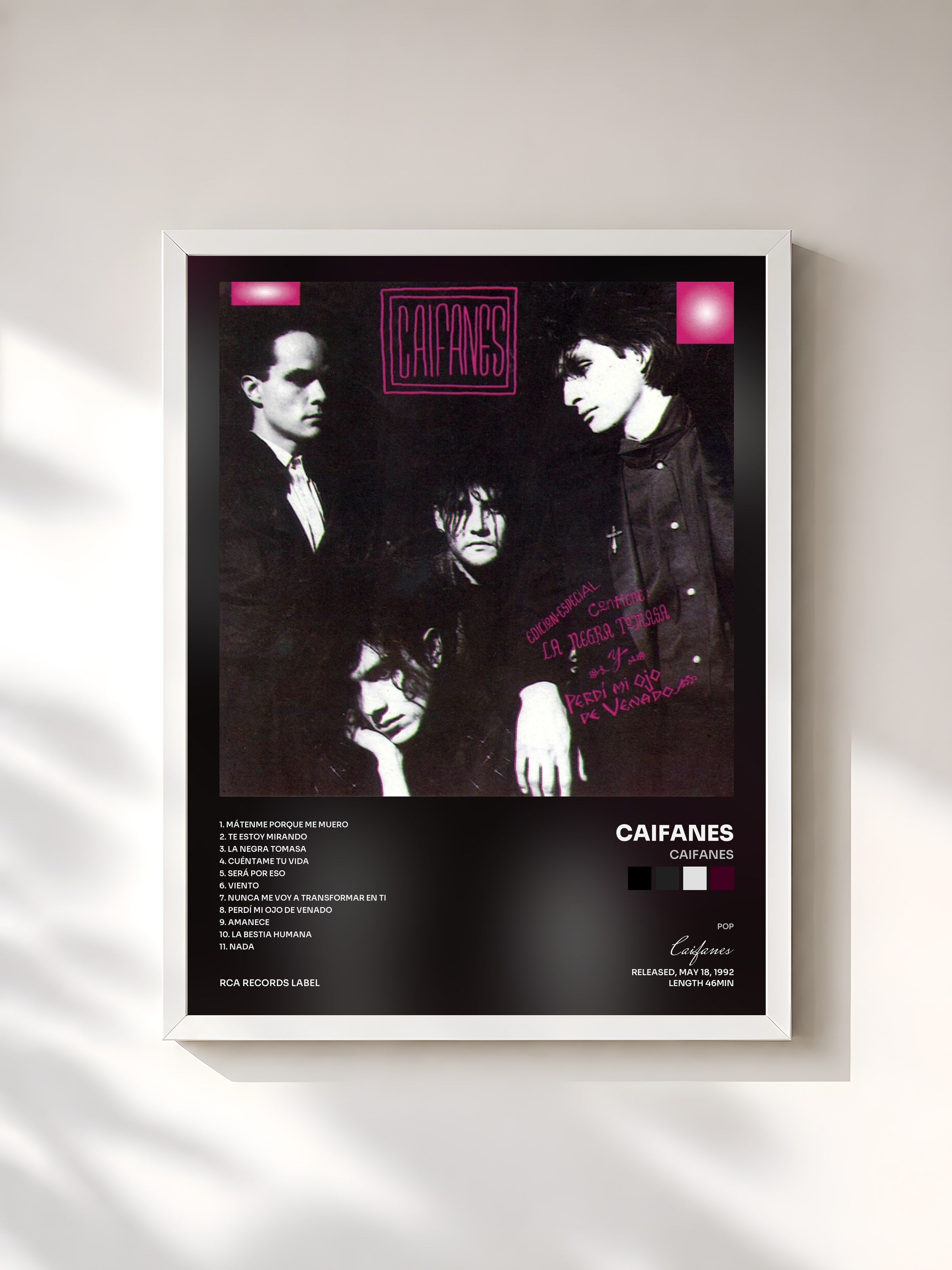#blanc Tableau de l'album Caifanes de Caifanes, cadre blanc, imprimé et encadré en France