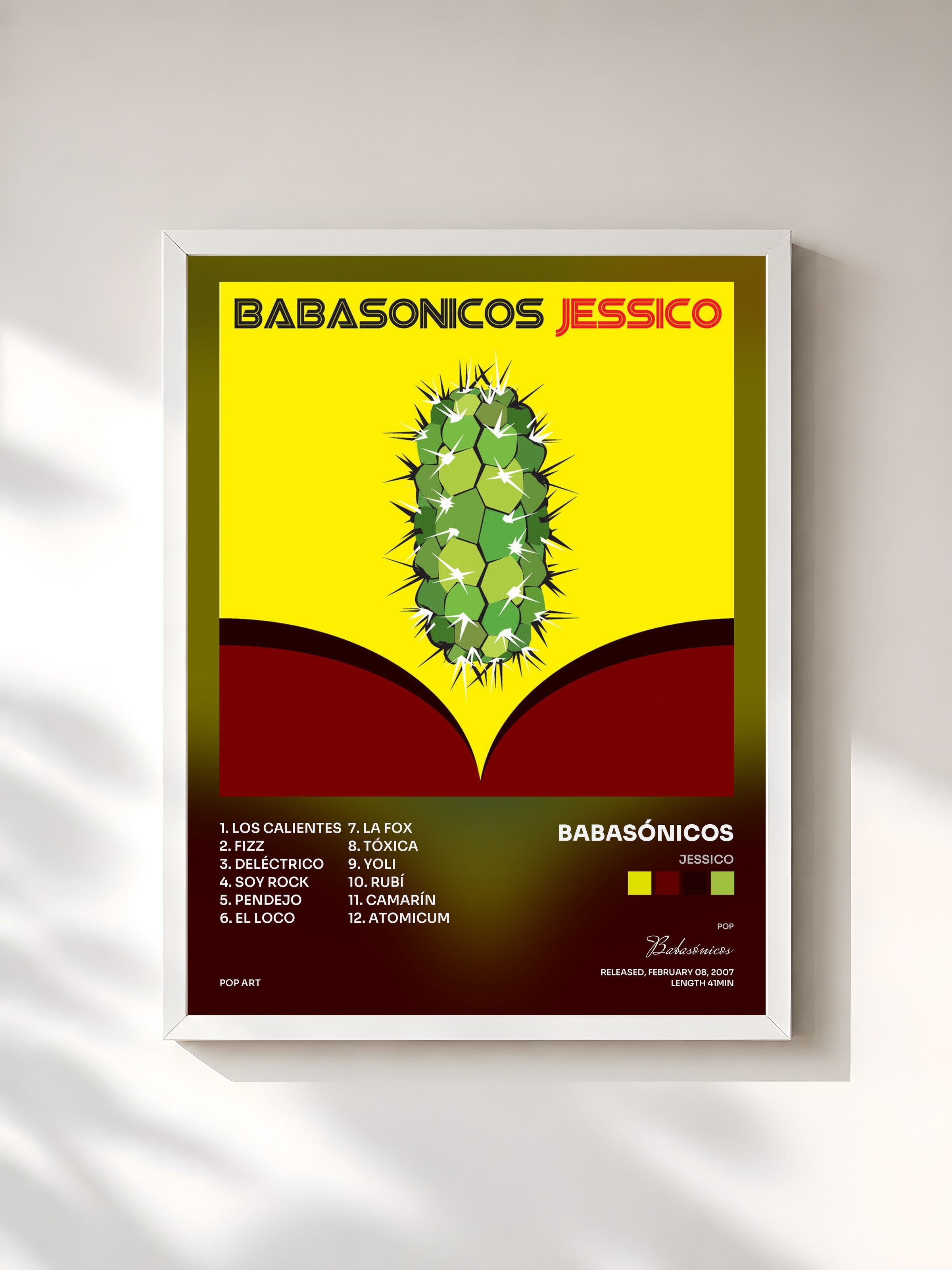 #blanc Tableau de l'album Jessico de Babasónicos, cadre blanc, imprimé et encadré en France