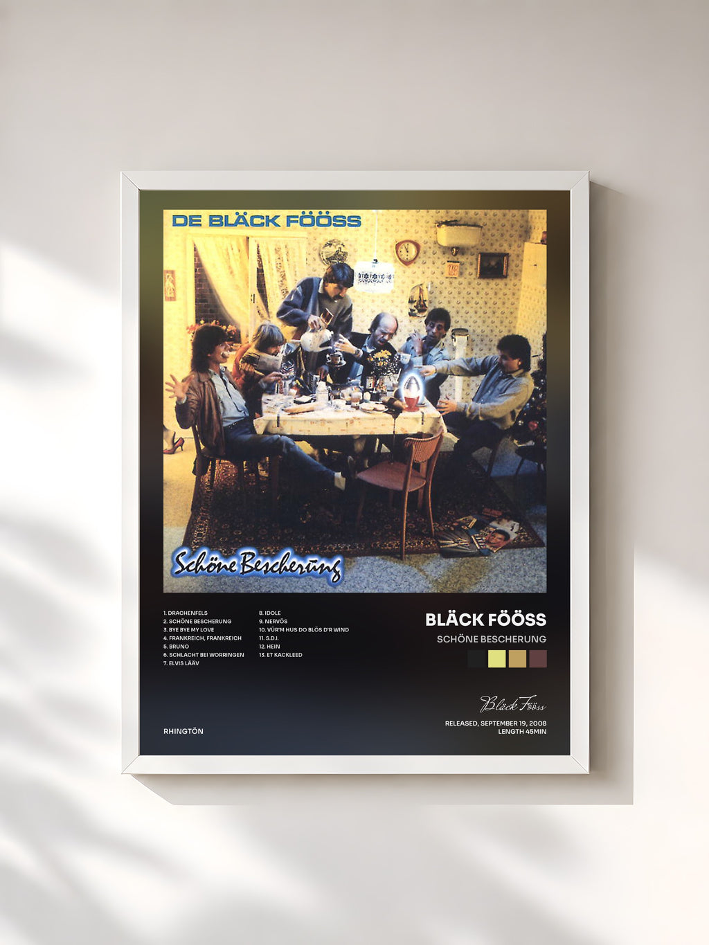 #blanc Tableau de l'album Schöne Bescherung de Bläck Fööss, cadre blanc, imprimé et encadré en France