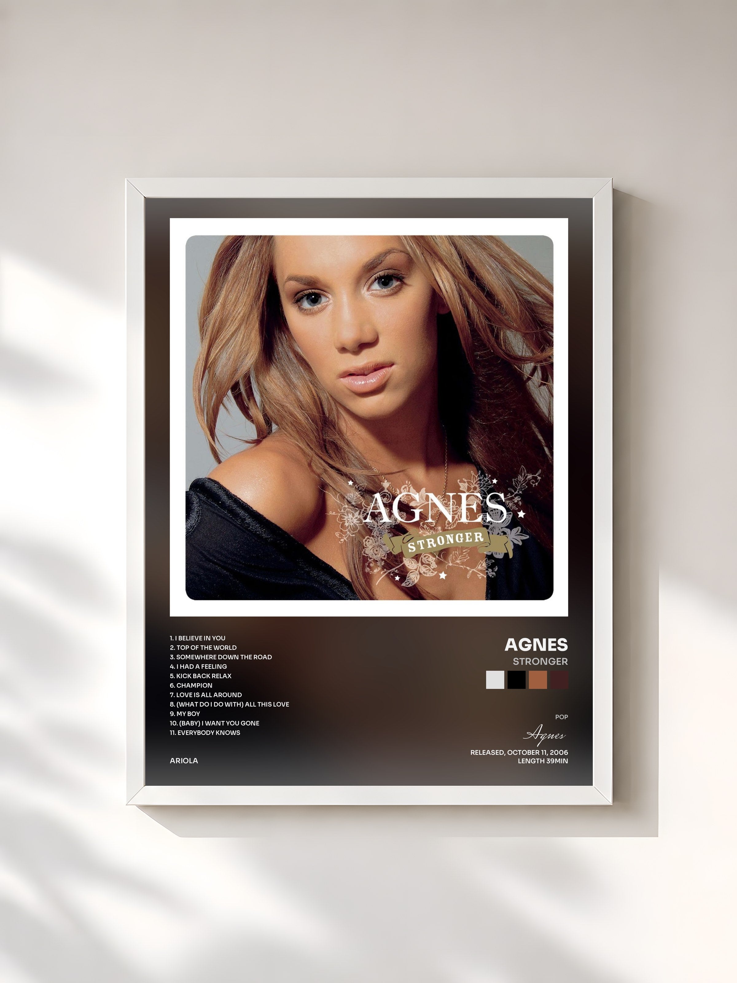 #blanc Tableau de l'album Stronger de Agnes, cadre blanc, imprimé et encadré en France