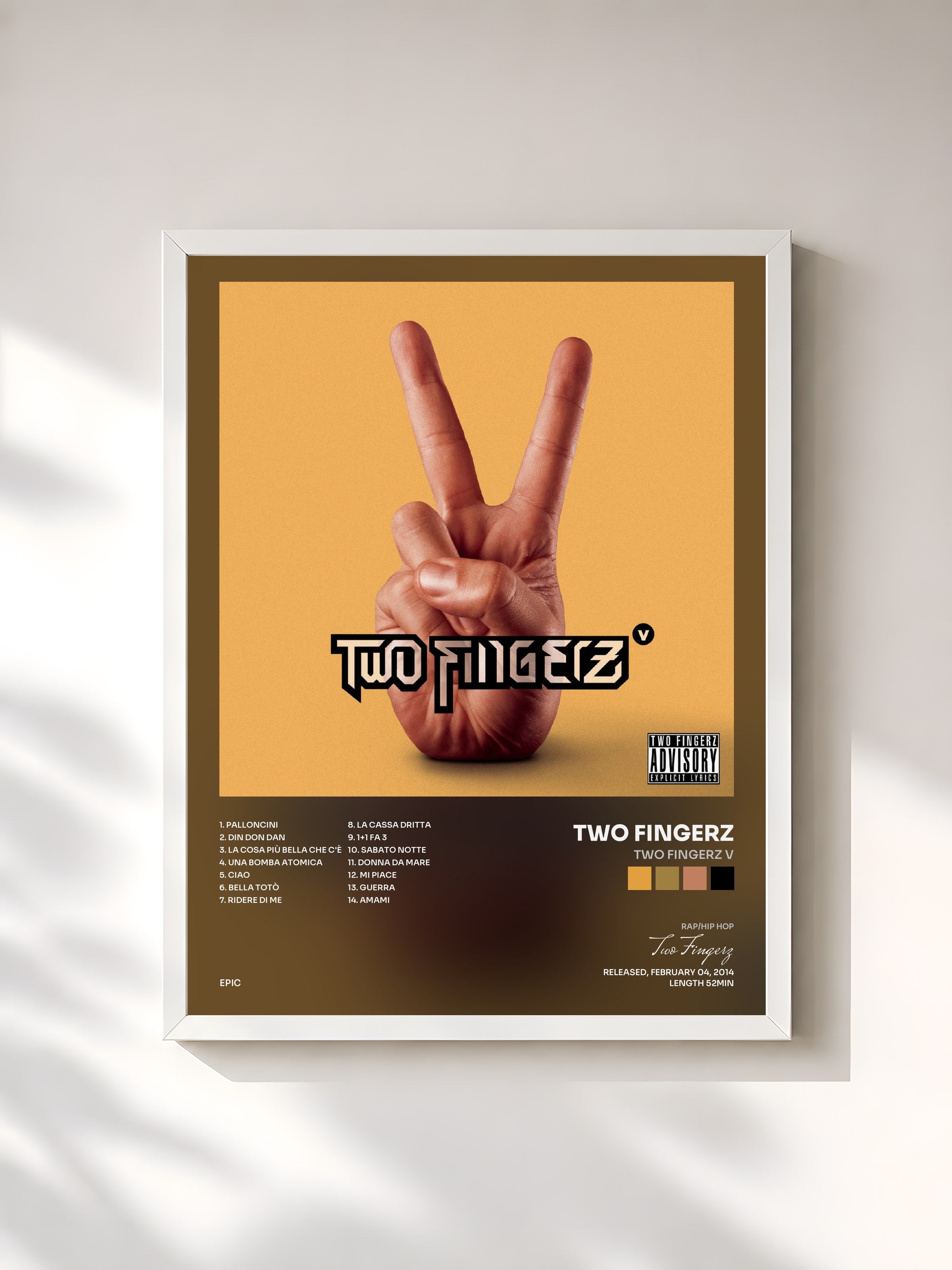 #blanc Tableau de l'album Two Fingerz V de Two Fingerz, cadre blanc, imprimé et encadré en France