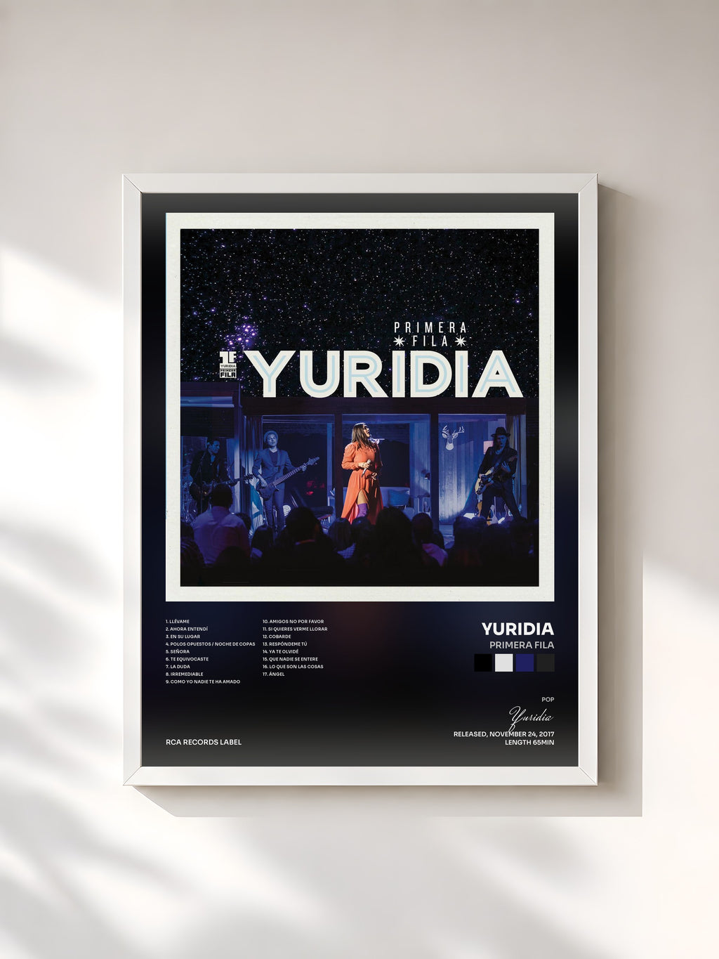 #blanc Tableau de l'album Primera Fila de Yuridia, cadre blanc, imprimé et encadré en France