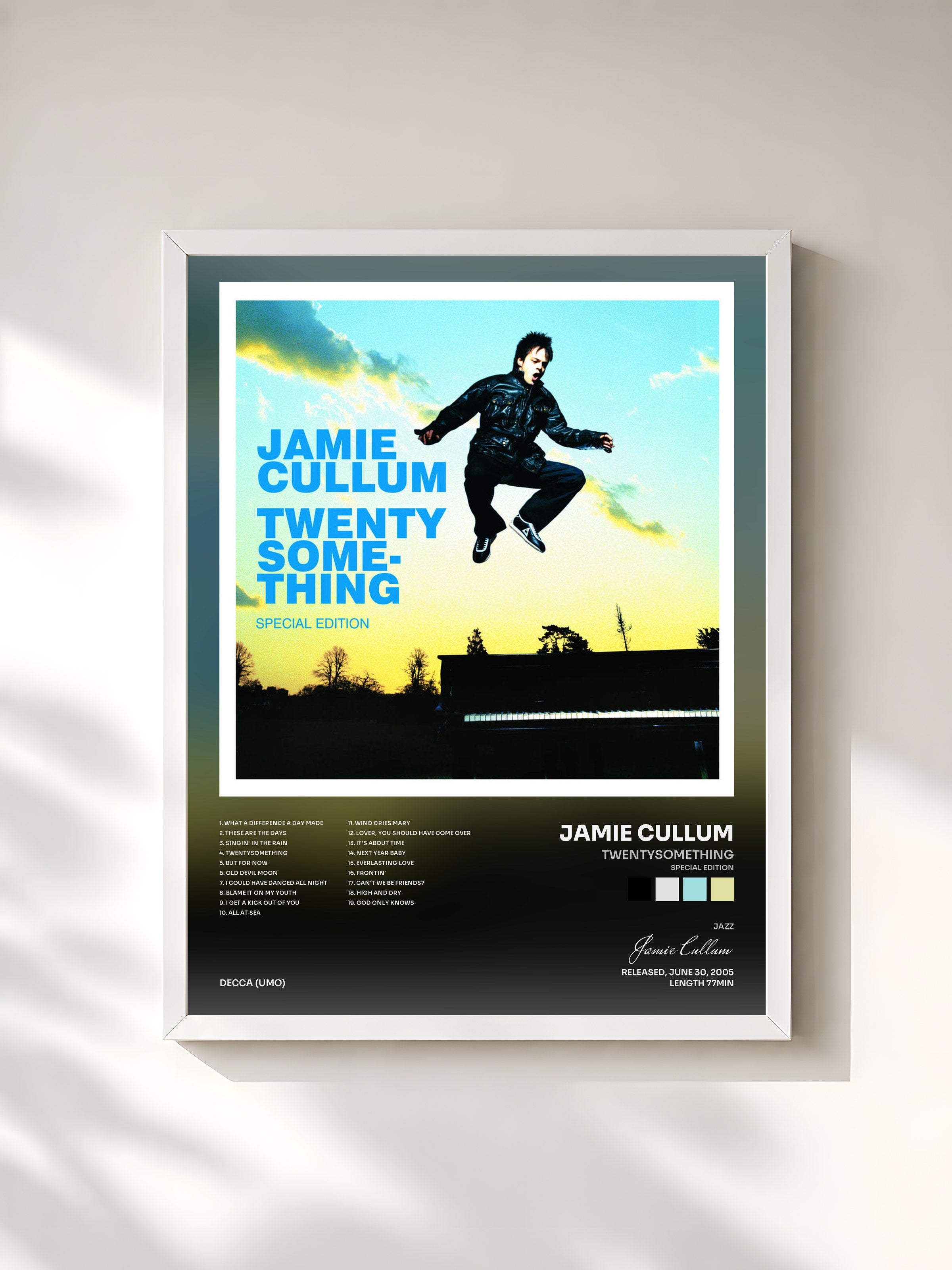 #blanc Tableau de l'album Twentysomething (Special Edition) de Jamie Cullum, cadre blanc, imprimé et encadré en France