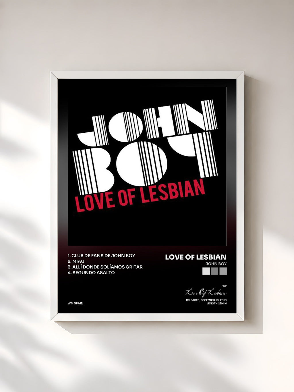 #blanc John boy by Love Of Lesbian as a framed art print, white frame, printed and framed in France