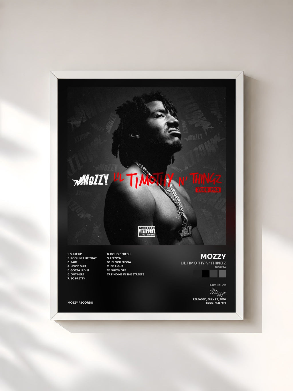#blanc Lil Timothy n' Thingz (2008 Era) by Mozzy as a framed art print, white frame, printed and framed in France