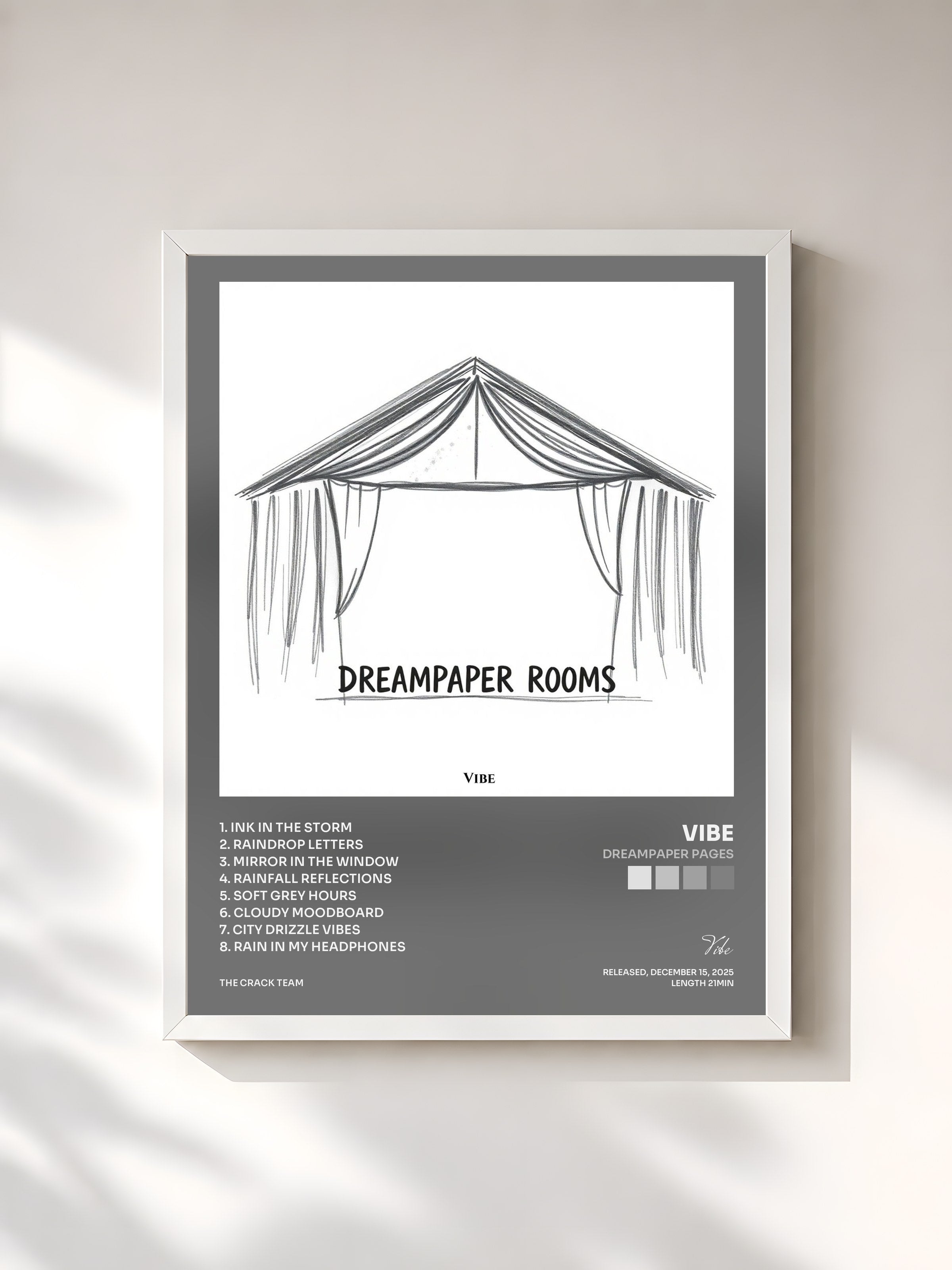 #blanc Tableau de l'album Dreampaper Pages de Vibe, cadre blanc, imprimé et encadré en France