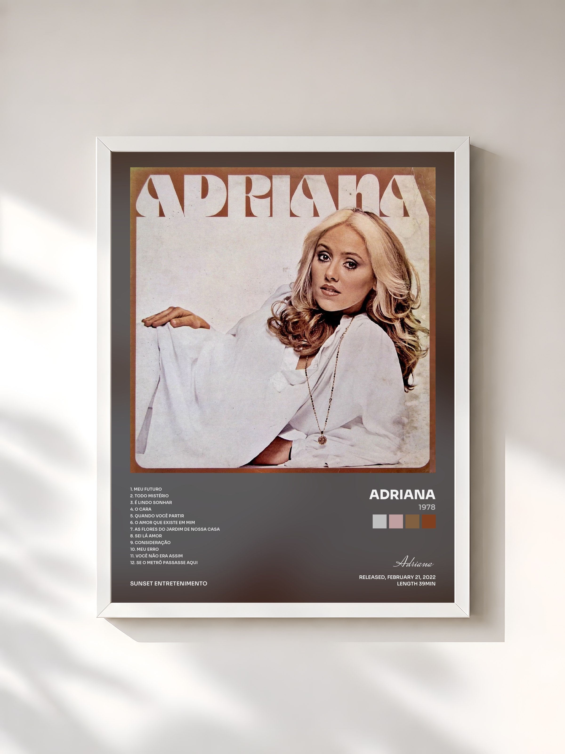 #blanc Tableau de l'album 1978 de Adriana, cadre blanc, imprimé et encadré en France