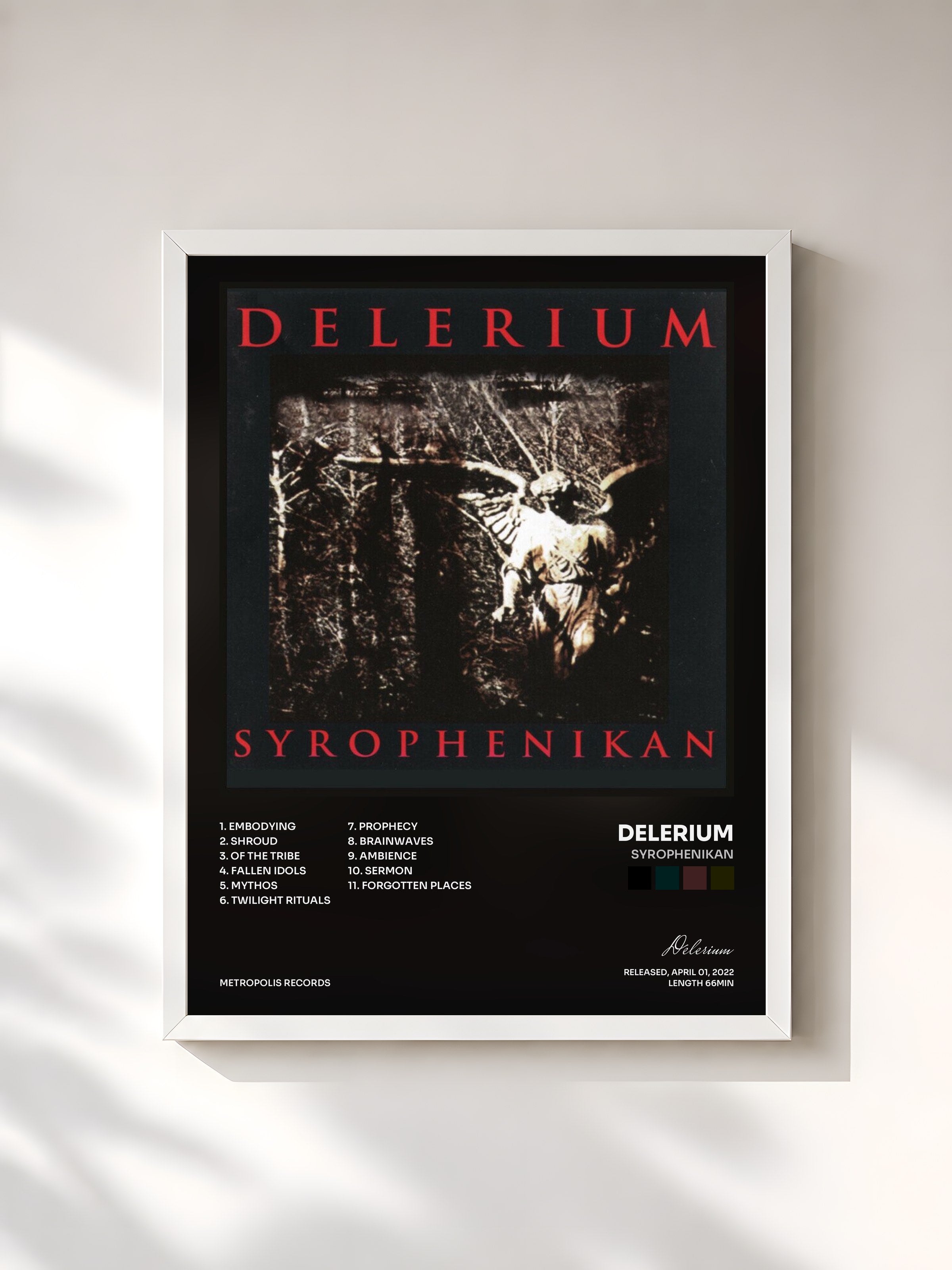#blanc Tableau de l'album Syrophenikan de Delerium, cadre blanc, imprimé et encadré en France