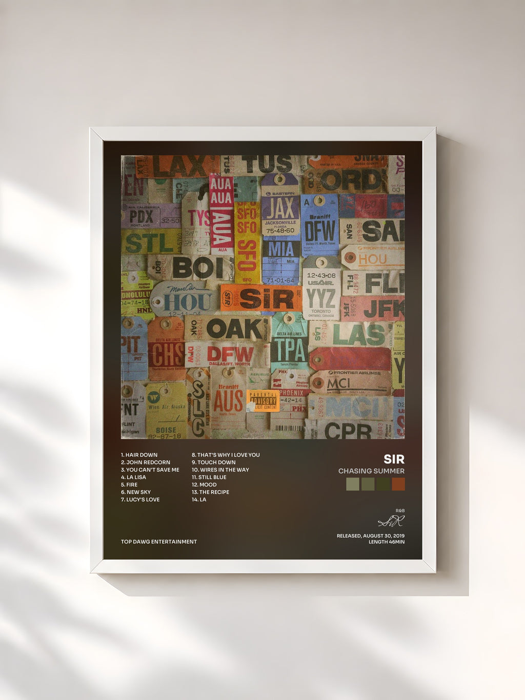 #blanc Chasing Summer by SiR as a framed art print, white frame, printed and framed in France
