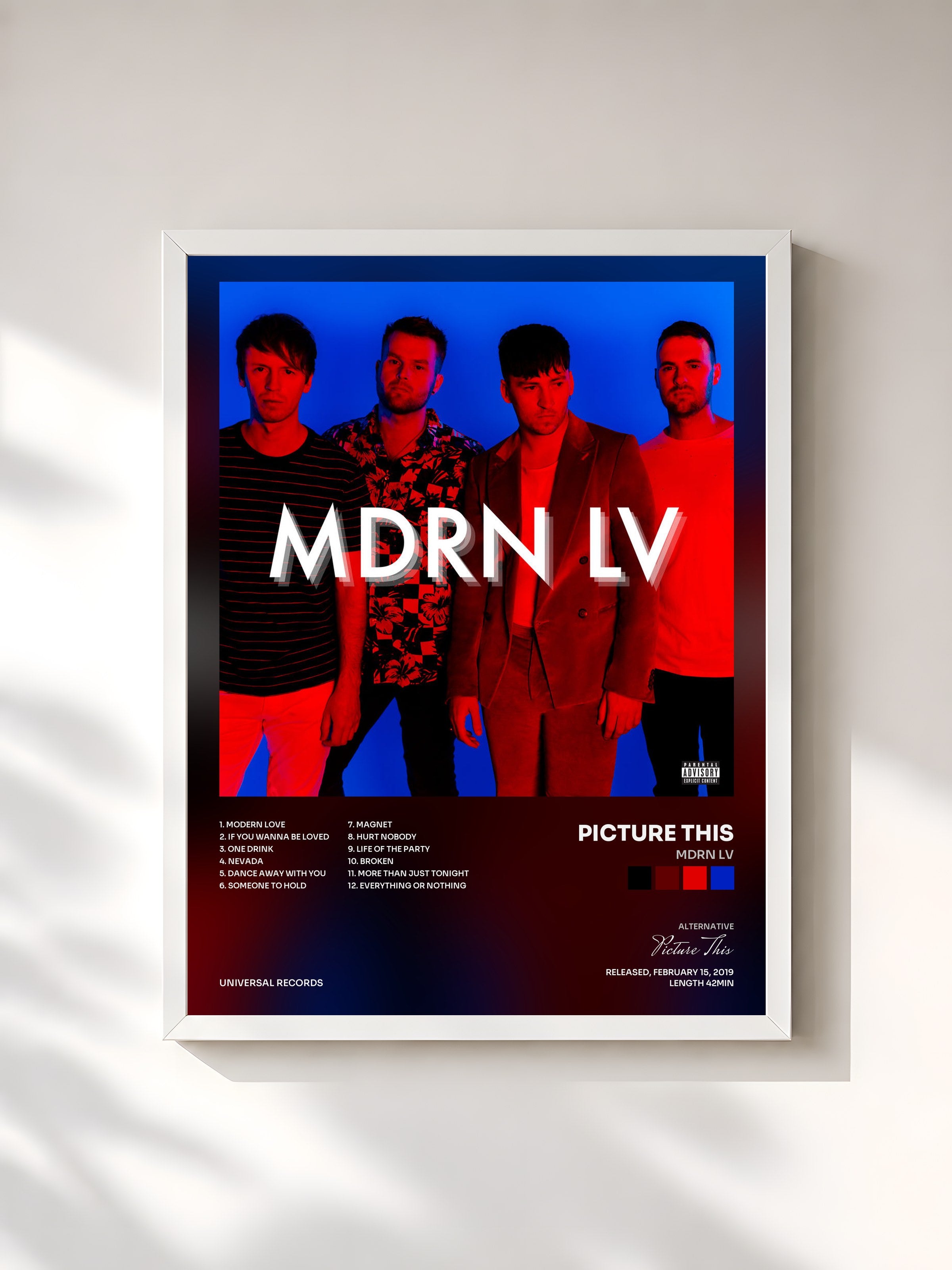 #blanc Tableau de l'album MDRN LV de Picture This, cadre blanc, imprimé et encadré en France