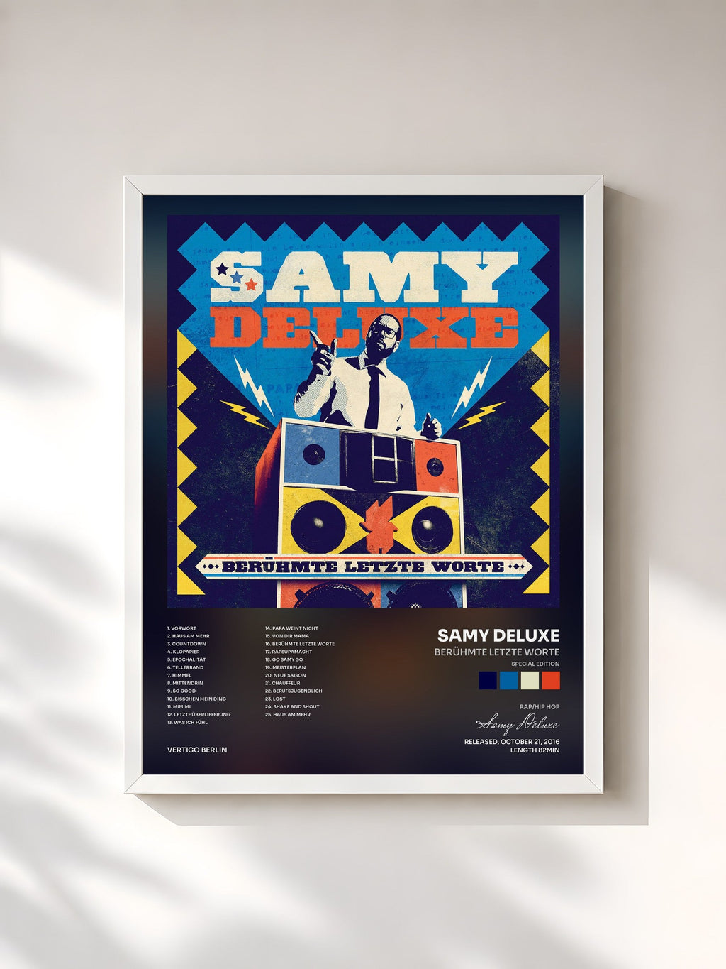 #blanc Berühmte letzte Worte (Special Edition) di Samy Deluxe in stampa incorniciata, cornice bianca, stampata e incorniciata in Francia