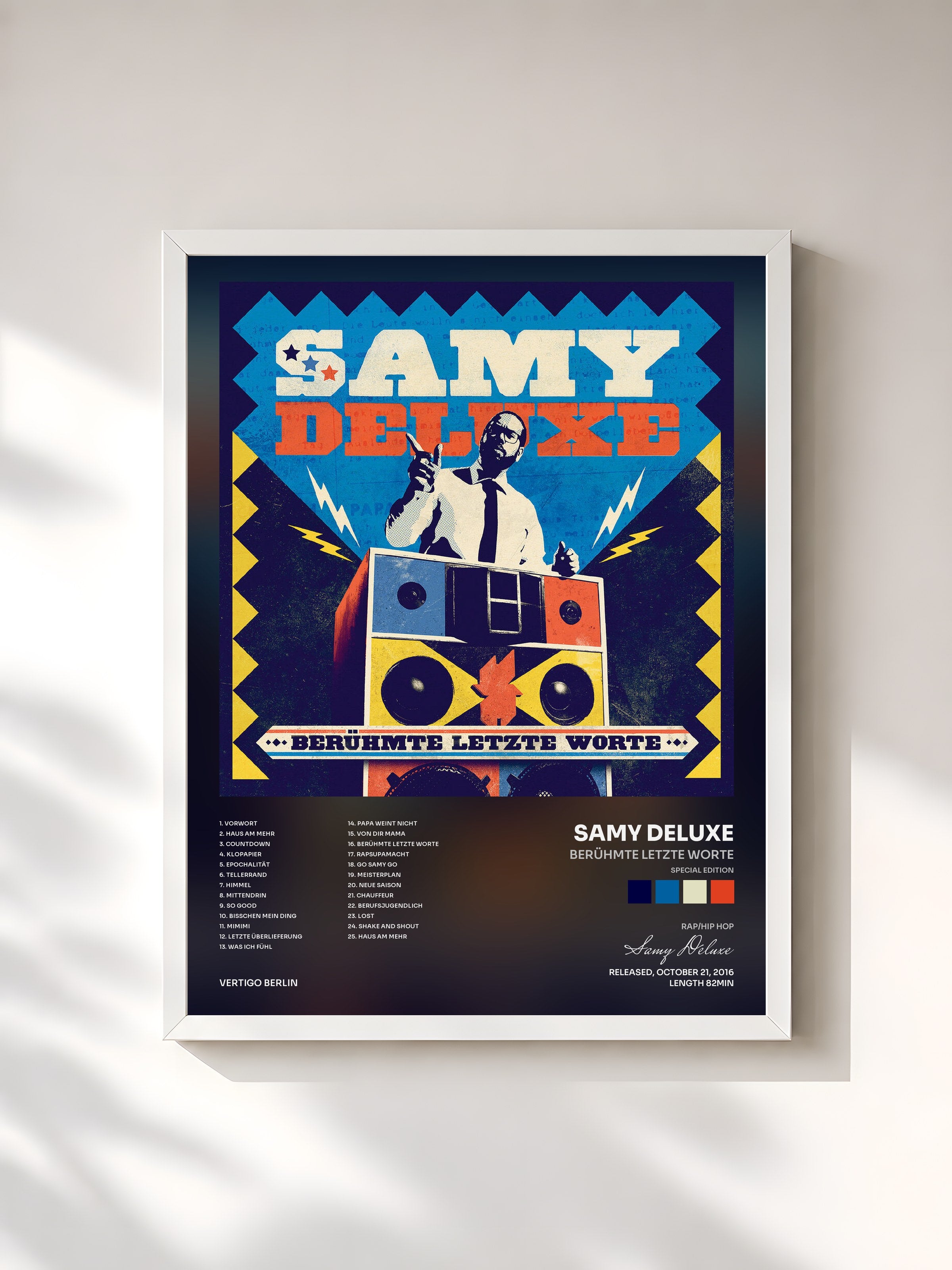 #blanc Tableau de l'album Berühmte letzte Worte (Special Edition) de Samy Deluxe, cadre blanc, imprimé et encadré en France