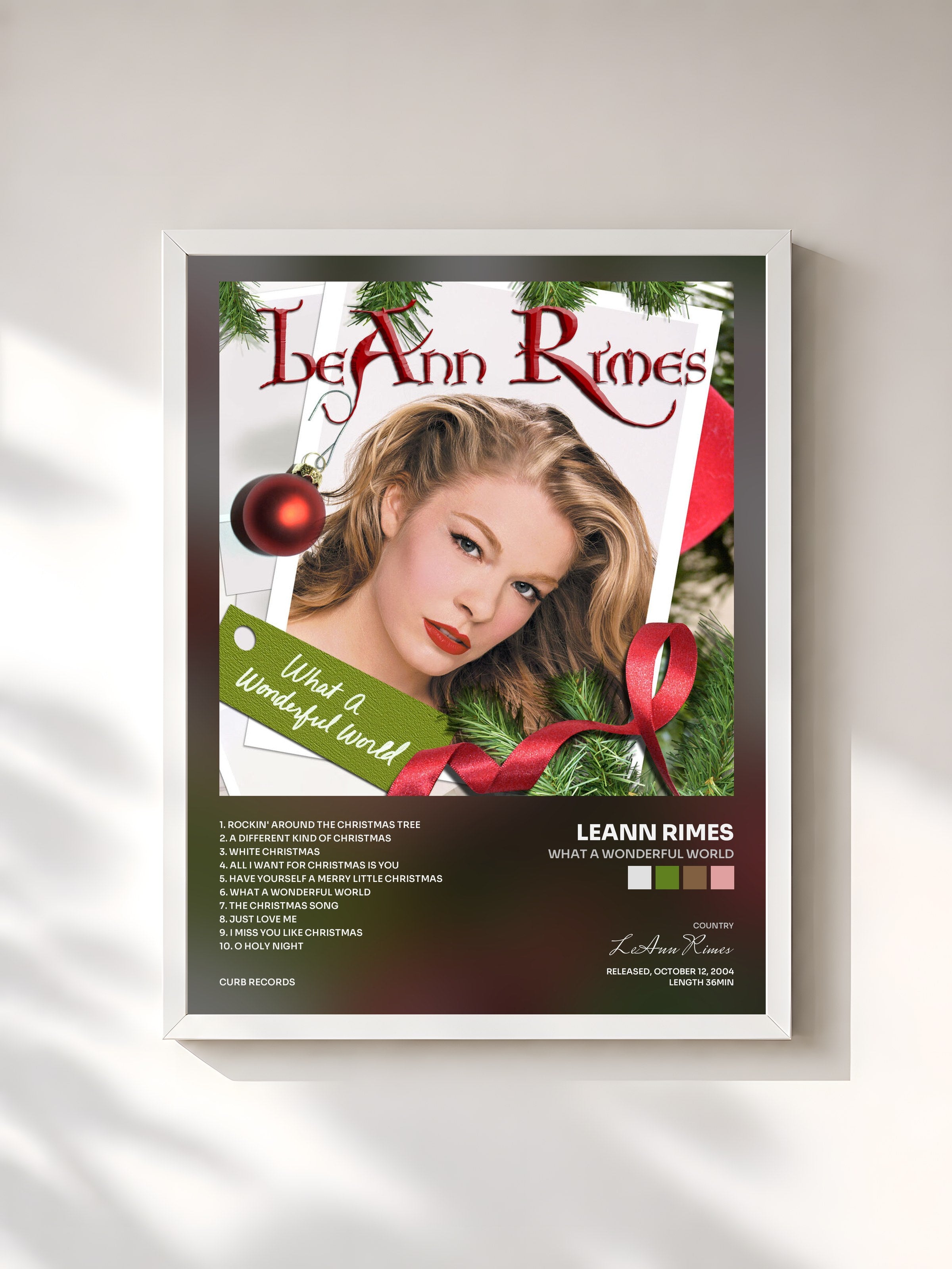 #blanc Tableau de l'album What A Wonderful World de LeAnn Rimes, cadre blanc, imprimé et encadré en France