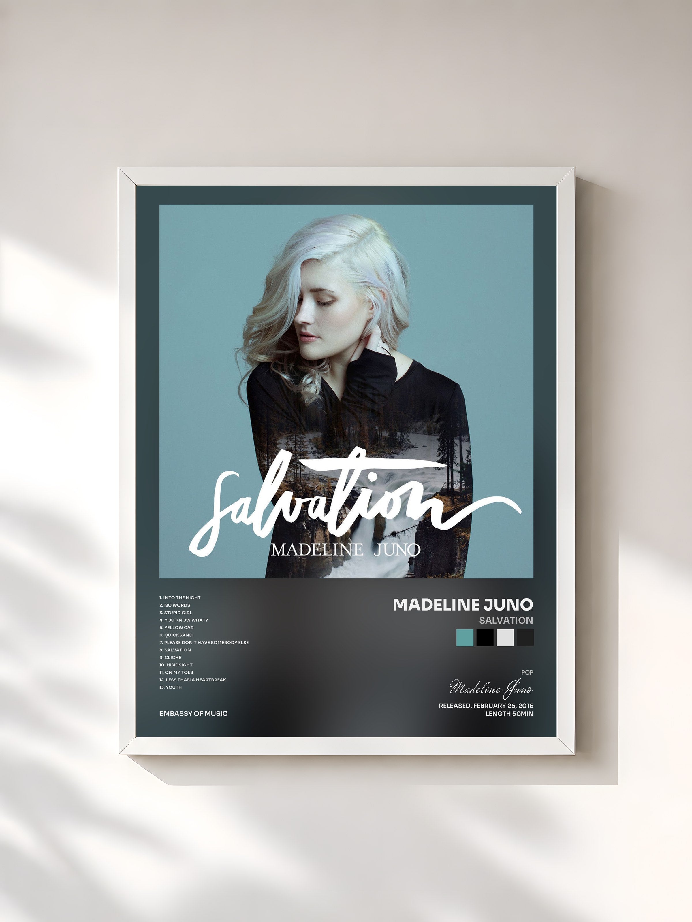 #blanc Tableau de l'album Salvation de Madeline Juno, cadre blanc, imprimé et encadré en France