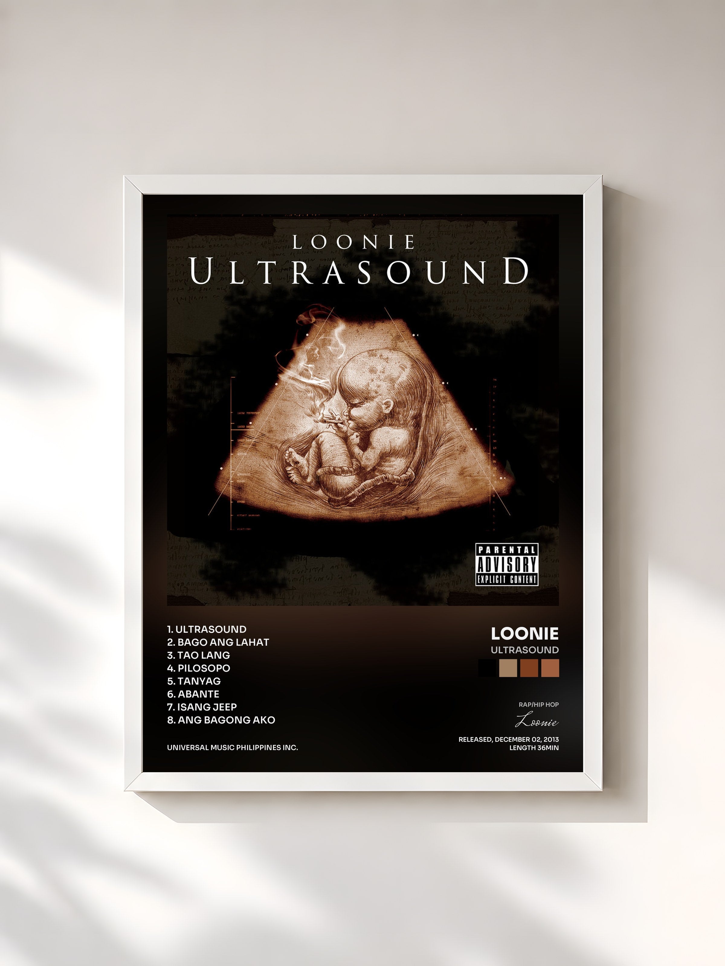 #blanc Tableau de l'album Ultrasound de Loonie, cadre blanc, imprimé et encadré en France
