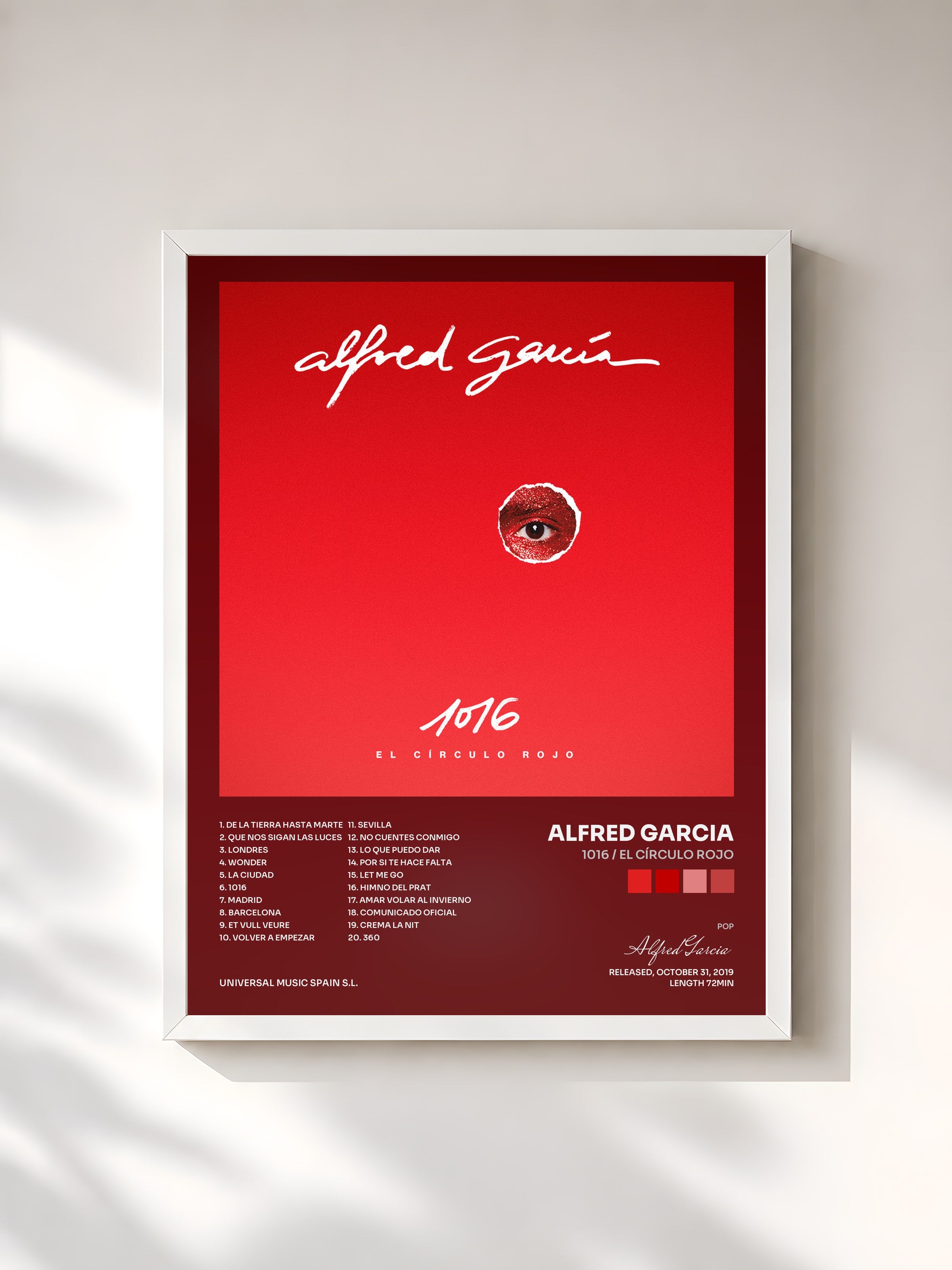 #blanc Tableau de l'album 1016 / El Círculo Rojo de Alfred Garcia, cadre blanc, imprimé et encadré en France
