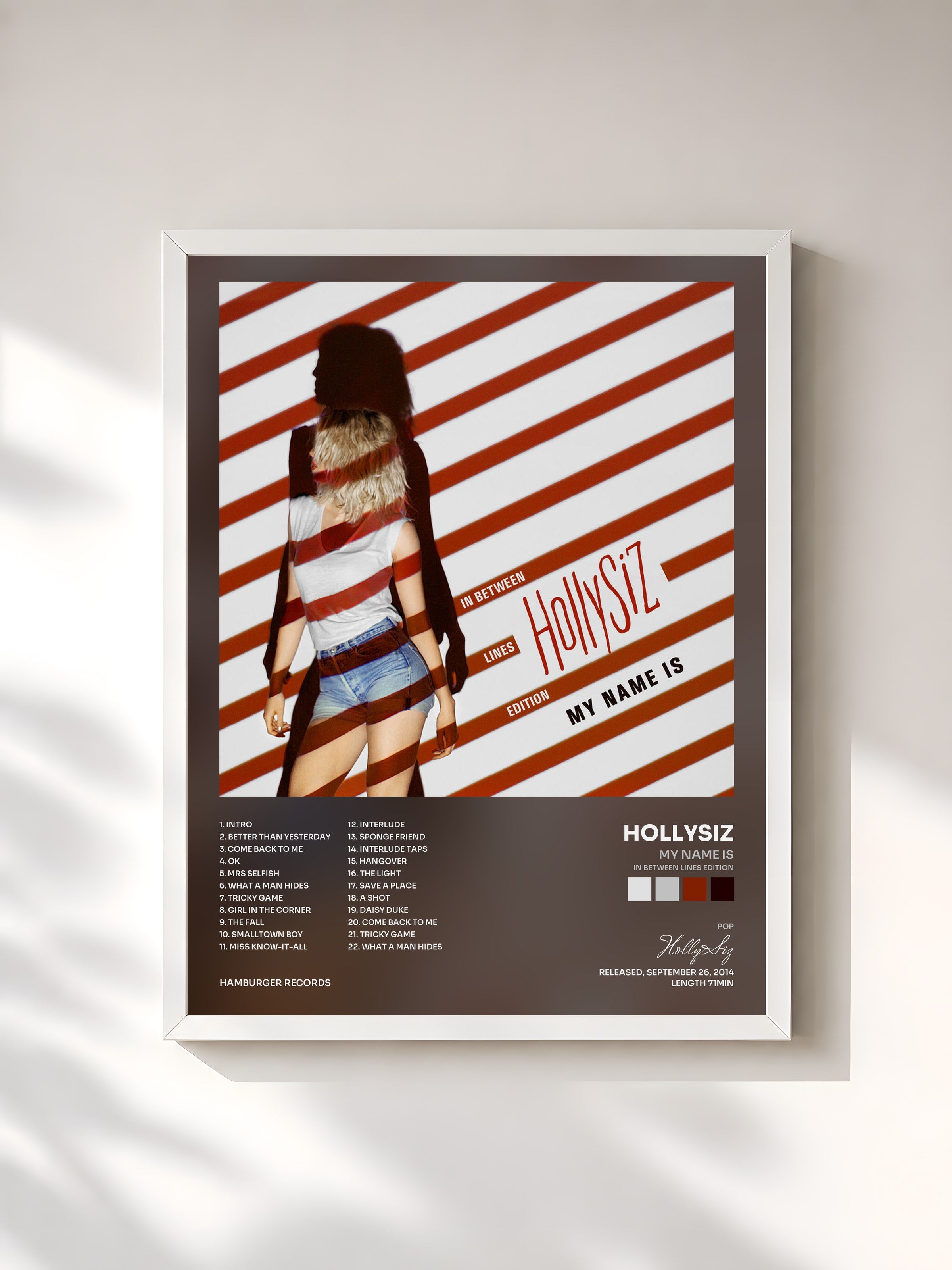 #blanc Tableau de l'album My Name Is (In Between Lines Edition) de HollySiz, cadre blanc, imprimé et encadré en France