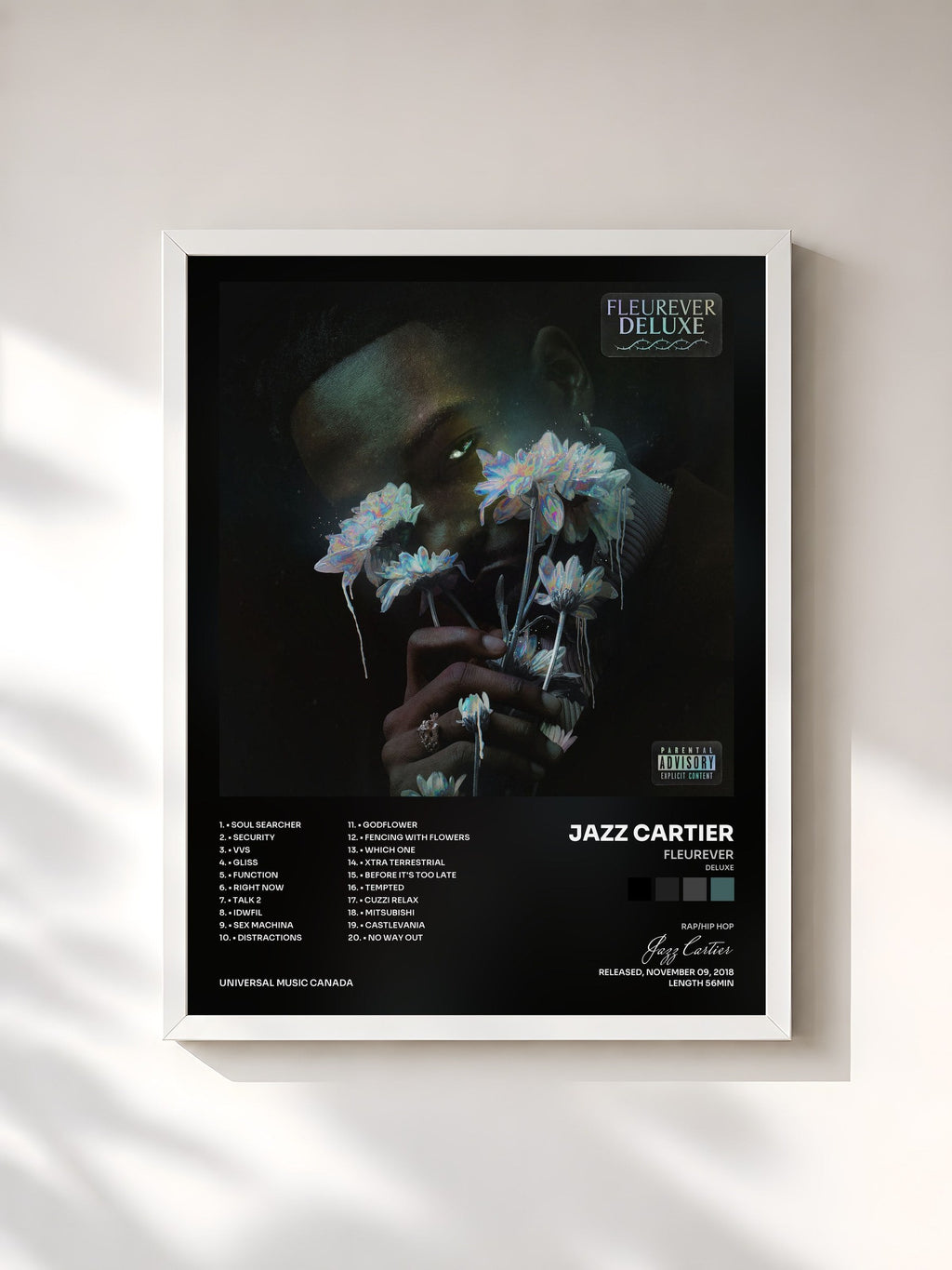 #blanc Fleurever (Deluxe) by Jazz Cartier as a framed art print, white frame, printed and framed in France