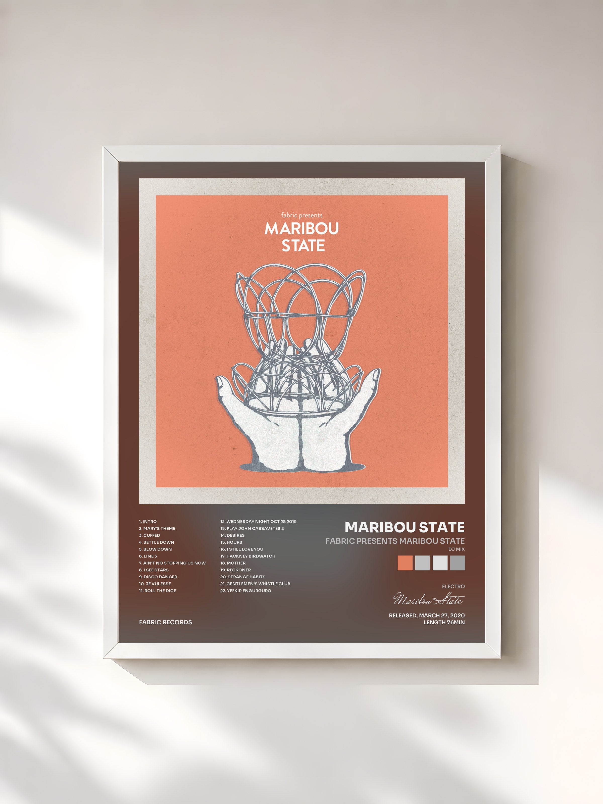 #blanc Tableau de l'album fabric presents Maribou State (DJ Mix) de Maribou State, cadre blanc, imprimé et encadré en France