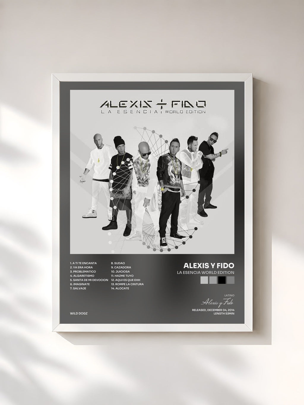 #blanc La Esencia World Edition de Alexis y Fido en lámina enmarcada, marco blanco, impresa y enmarcada en Francia