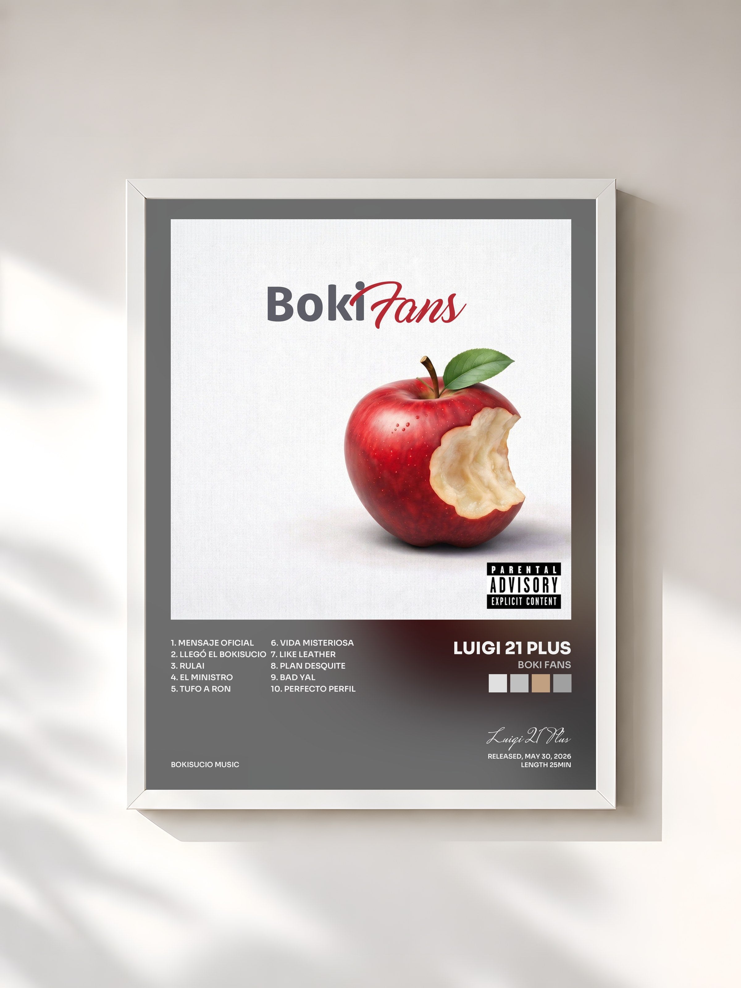 #blanc Tableau de l'album Boki Fans de Luigi 21 Plus, cadre blanc, imprimé et encadré en France