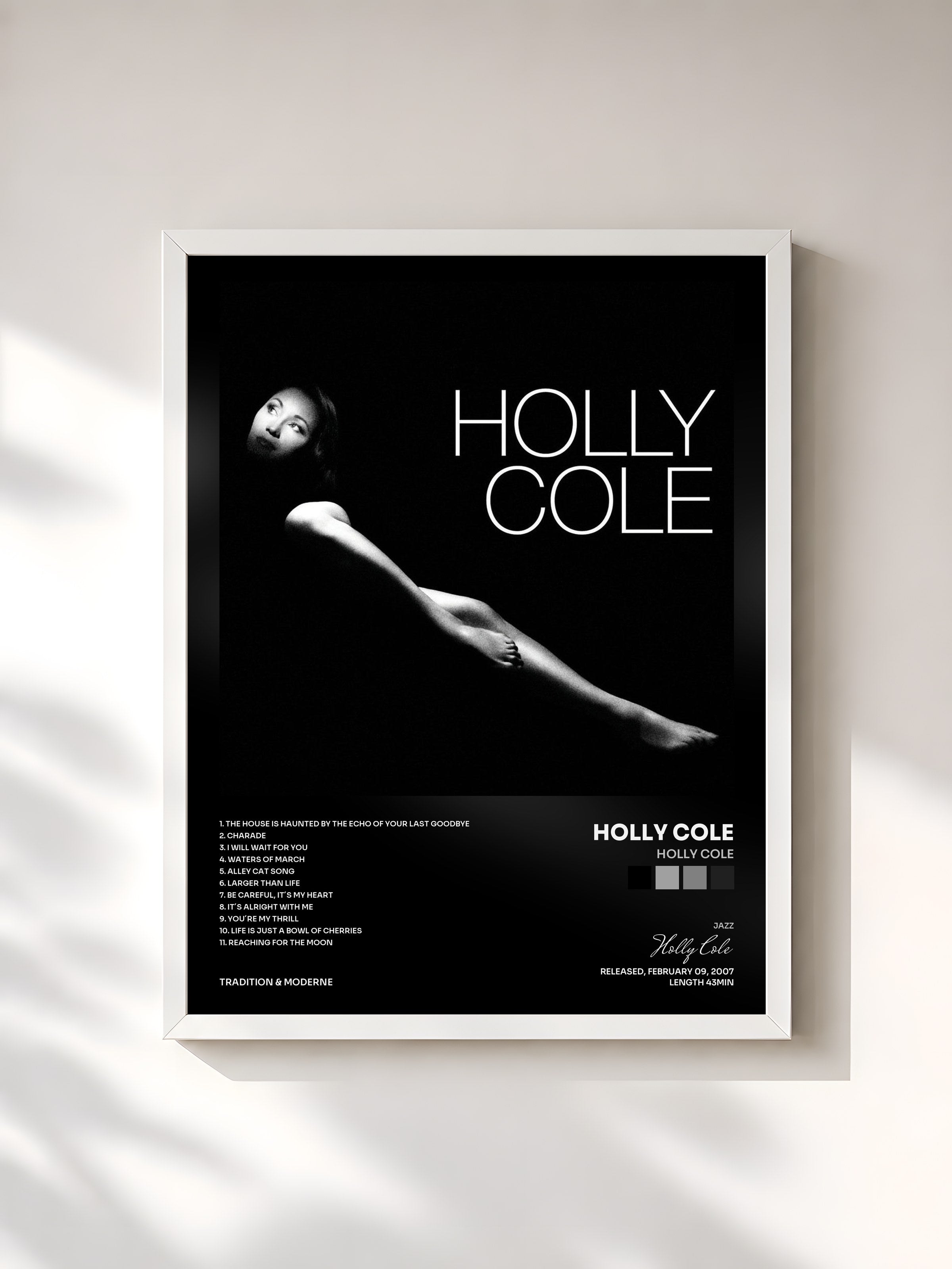 #blanc Tableau de l'album Holly Cole de Holly Cole, cadre blanc, imprimé et encadré en France