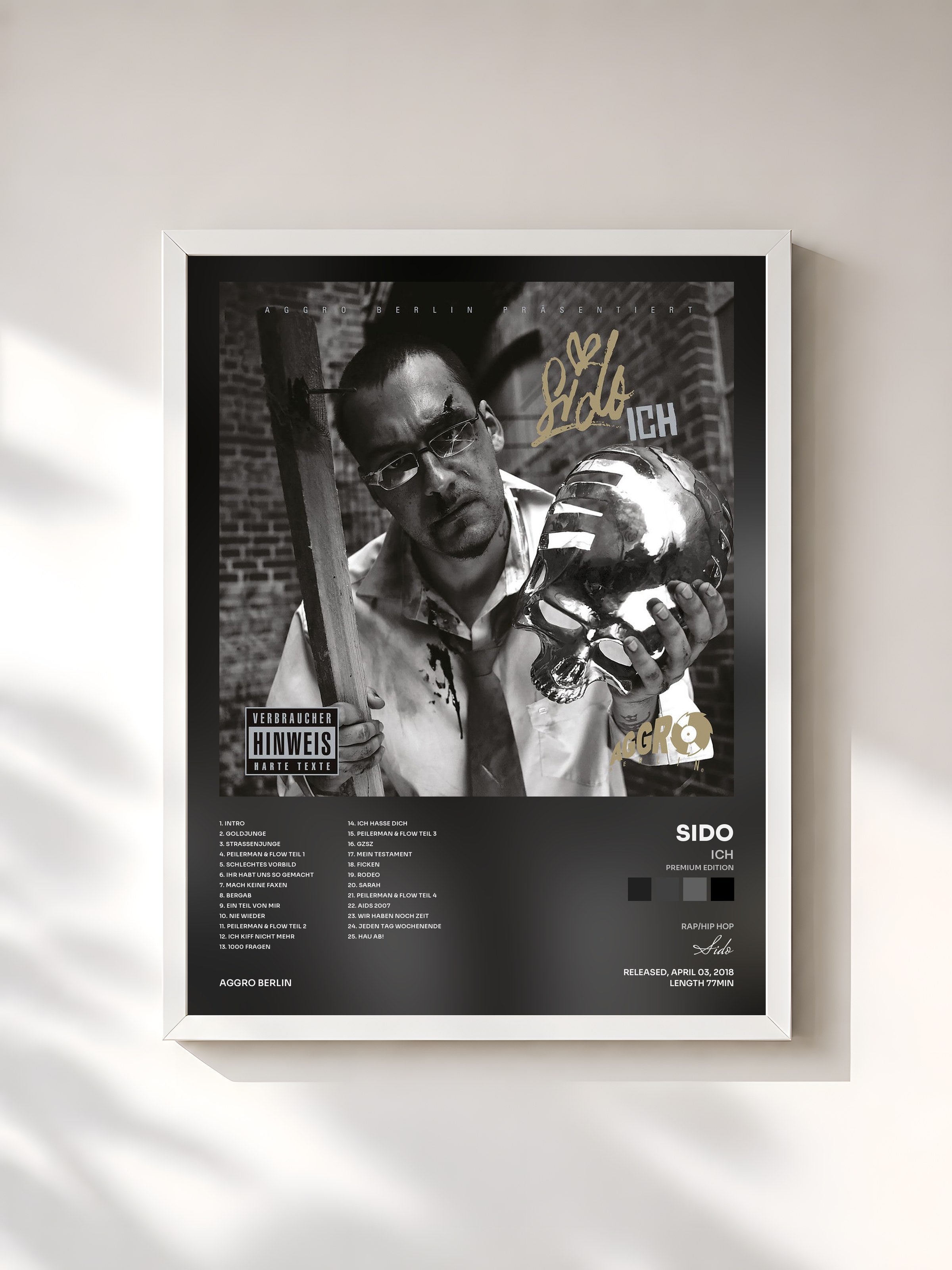 #blanc Tableau de l'album Ich (Premium Edition) de Sido, cadre blanc, imprimé et encadré en France