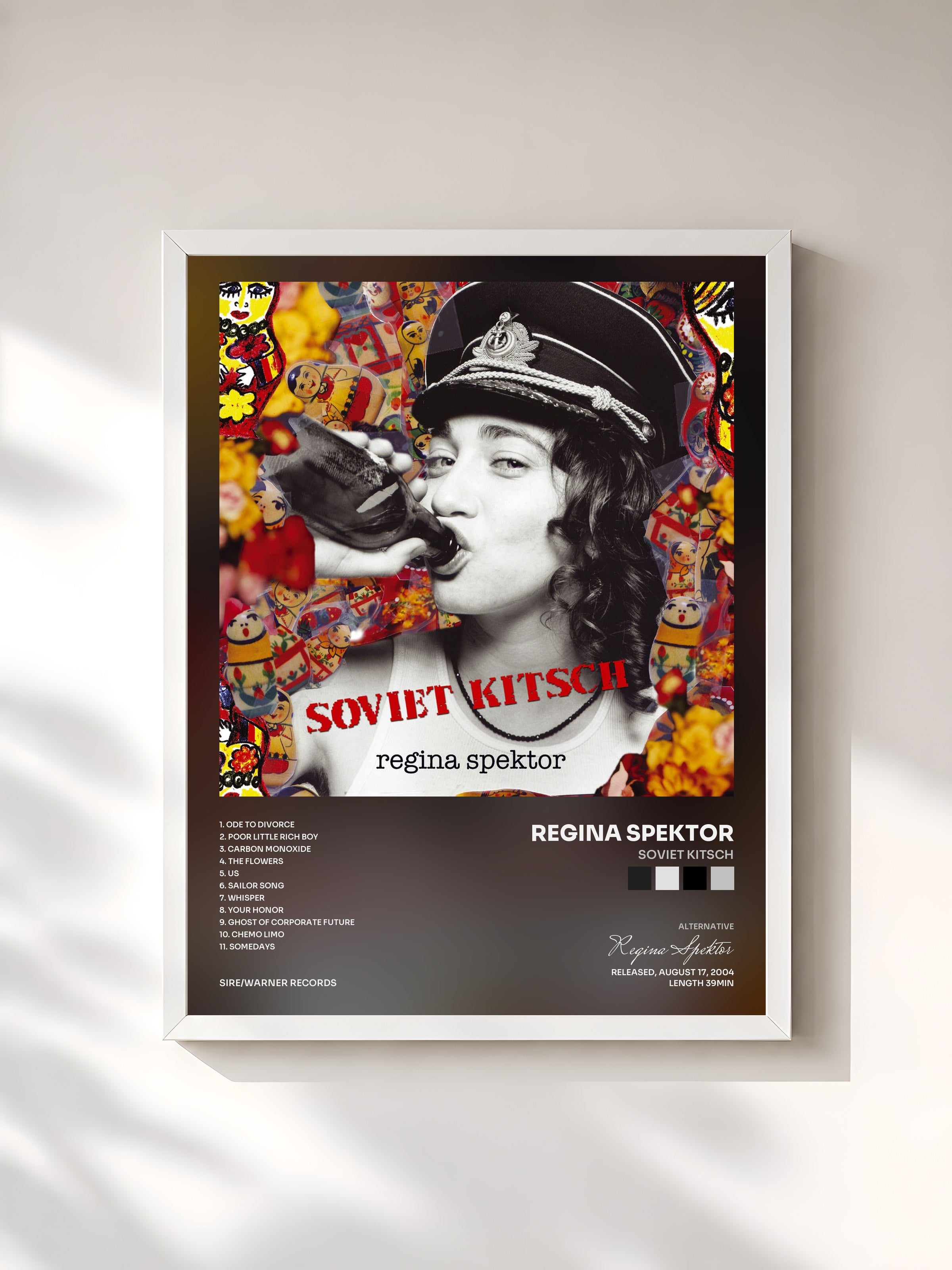 #blanc Tableau de l'album Soviet Kitsch de Regina Spektor, cadre blanc, imprimé et encadré en France