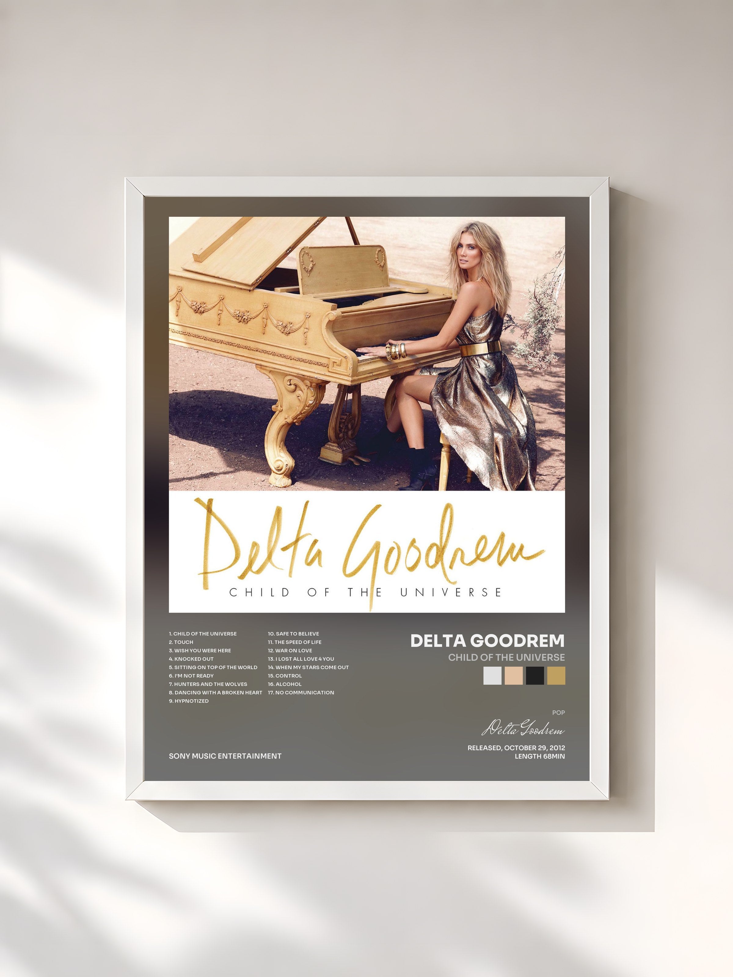 #blanc Tableau de l'album Child of the Universe de Delta Goodrem, cadre blanc, imprimé et encadré en France