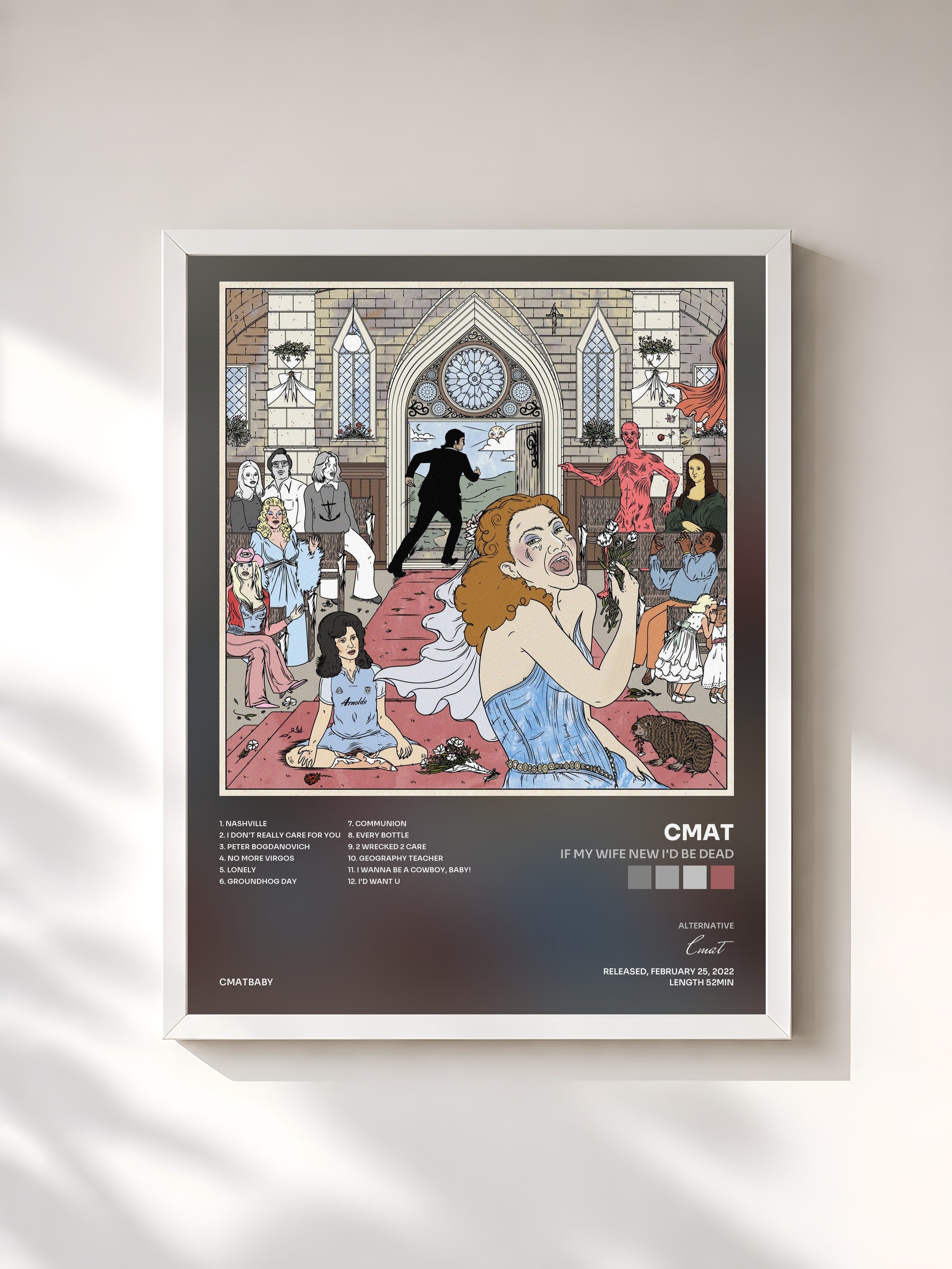 #blanc Tableau de l'album If My Wife New I'd Be Dead de Cmat, cadre blanc, imprimé et encadré en France