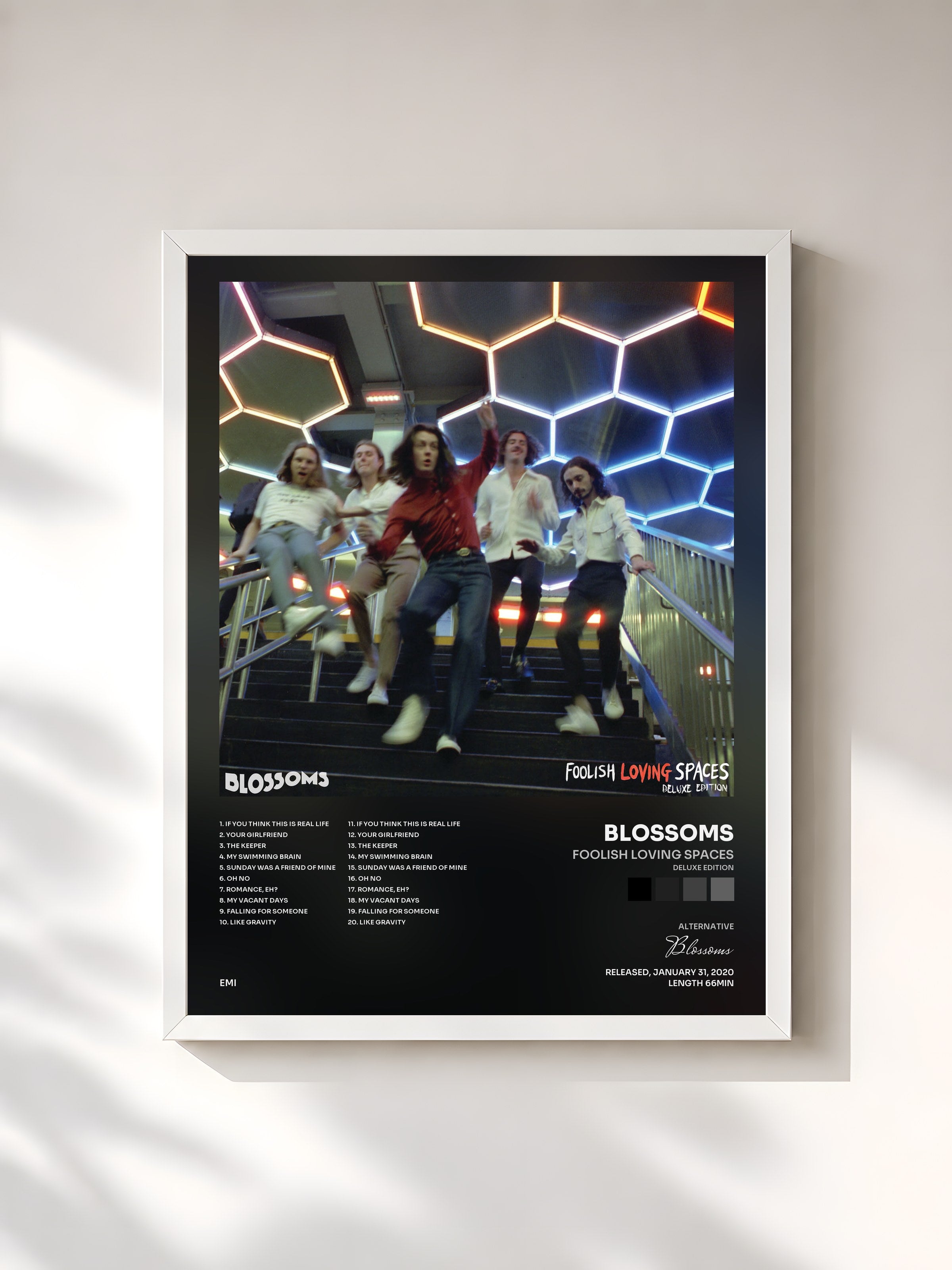 #blanc Tableau de l'album Foolish Loving Spaces (Deluxe Edition) de Blossoms, cadre blanc, imprimé et encadré en France