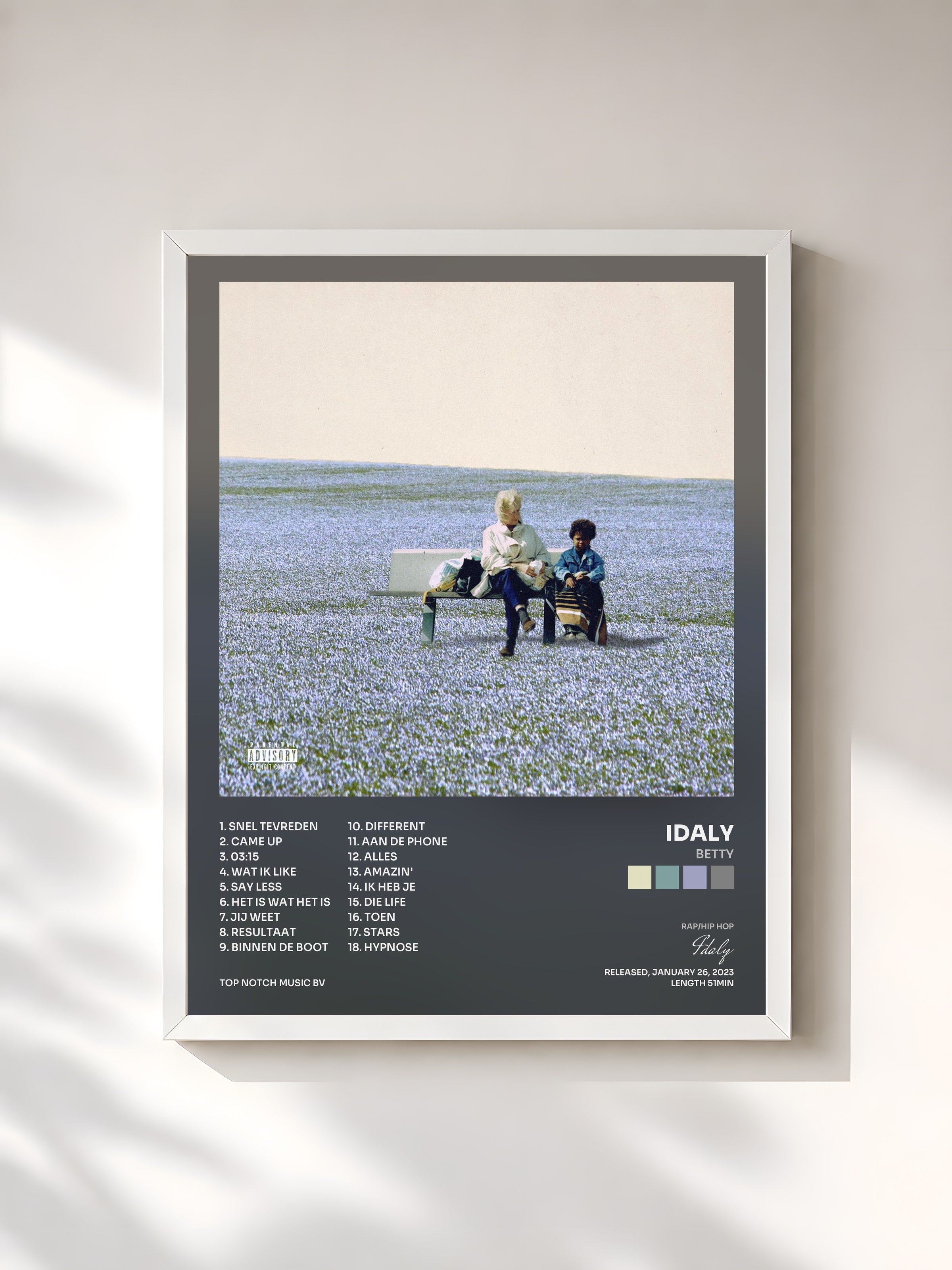 #blanc Tableau de l'album Betty de Idaly, cadre blanc, imprimé et encadré en France