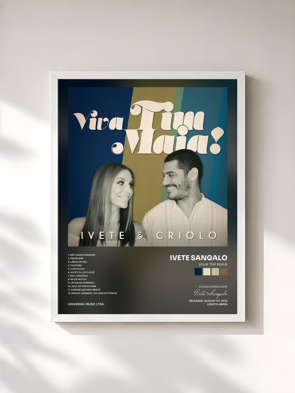 #blanc Tableau de l'album Viva Tim Maia de Ivete Sangalo, cadre blanc, imprimé et encadré en France
