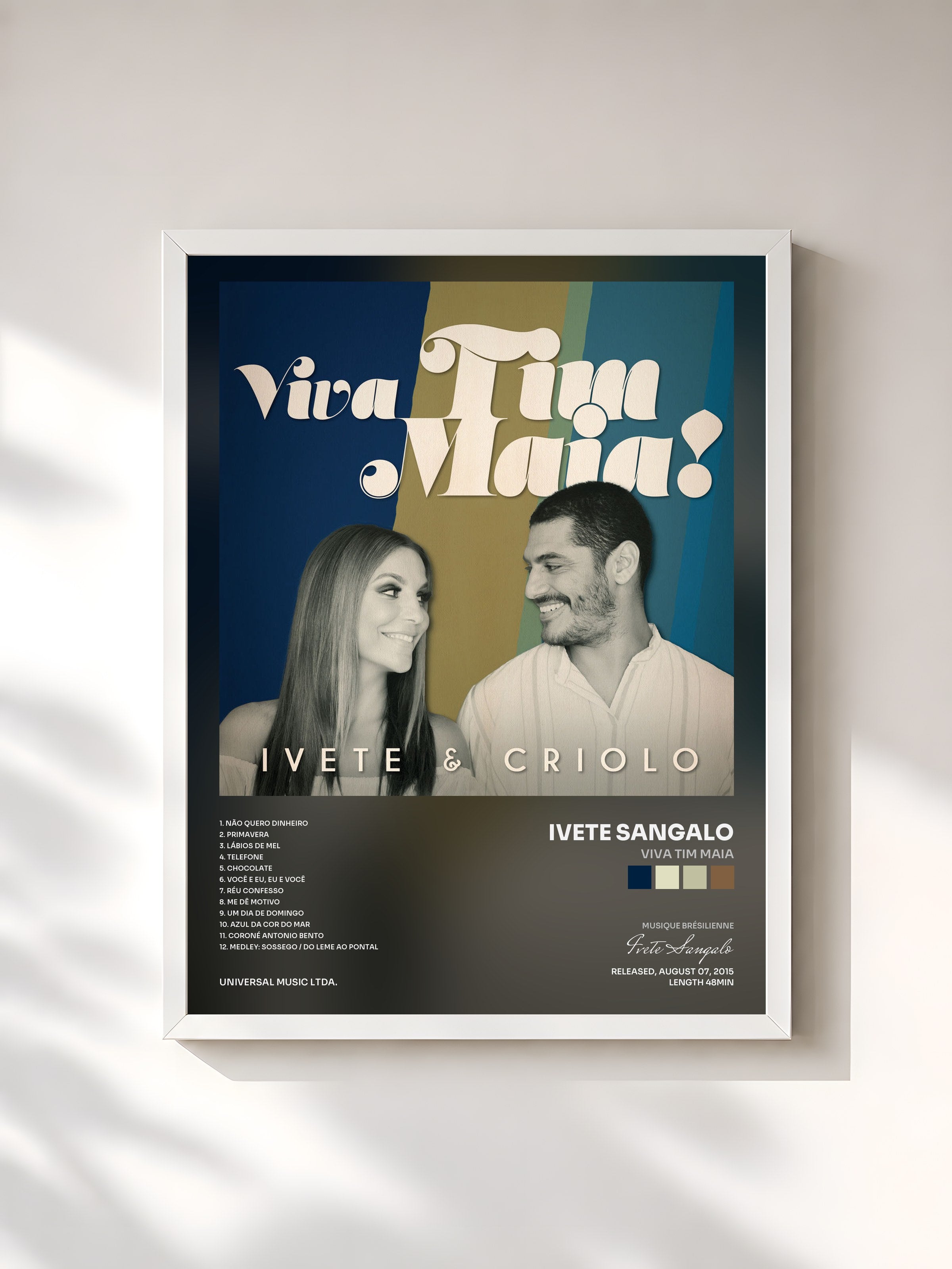 #blanc Tableau de l'album Viva Tim Maia de Ivete Sangalo, cadre blanc, imprimé et encadré en France