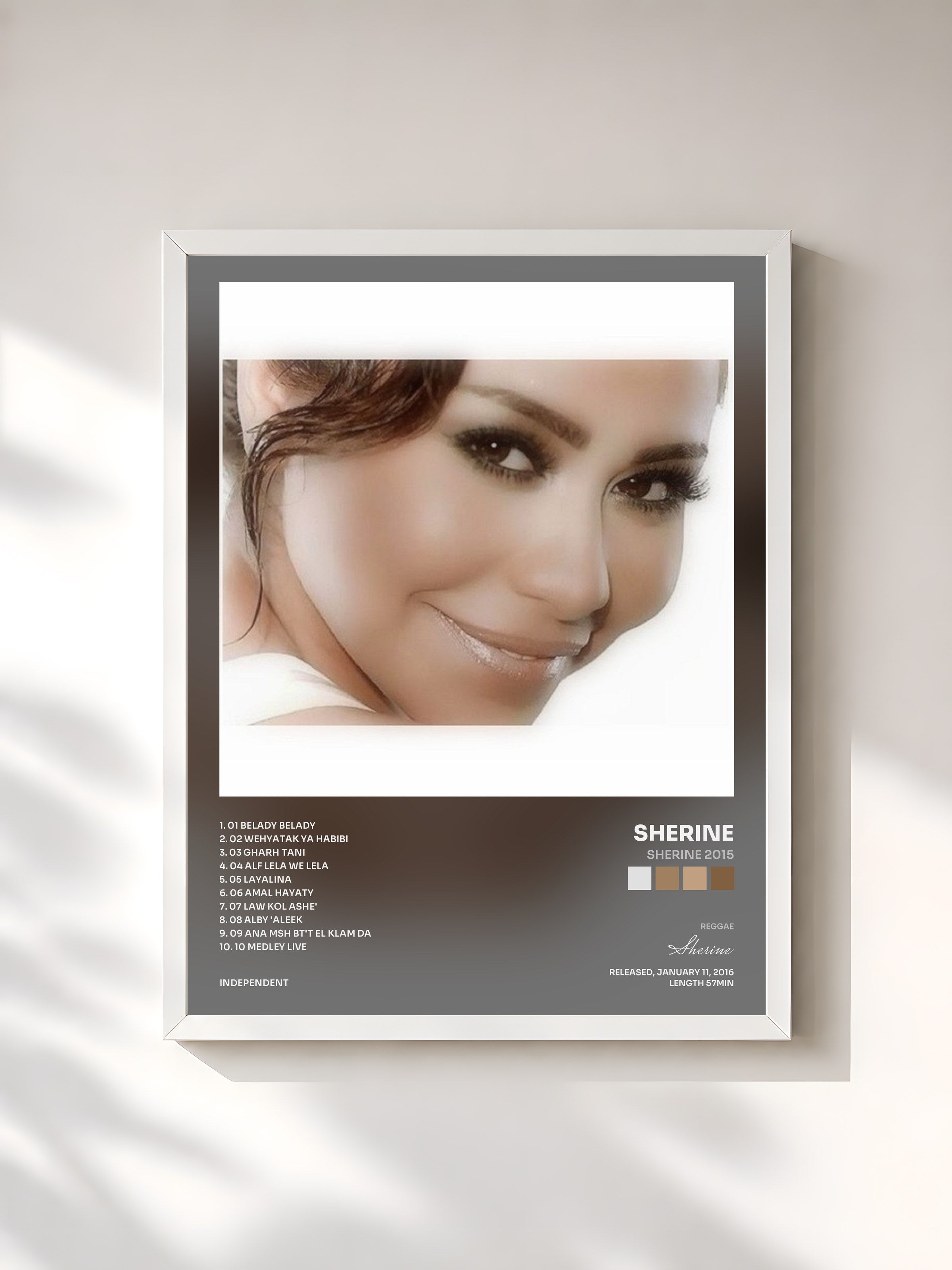 #blanc Tableau de l'album Sherine 2015 de Sherine, cadre blanc, imprimé et encadré en France
