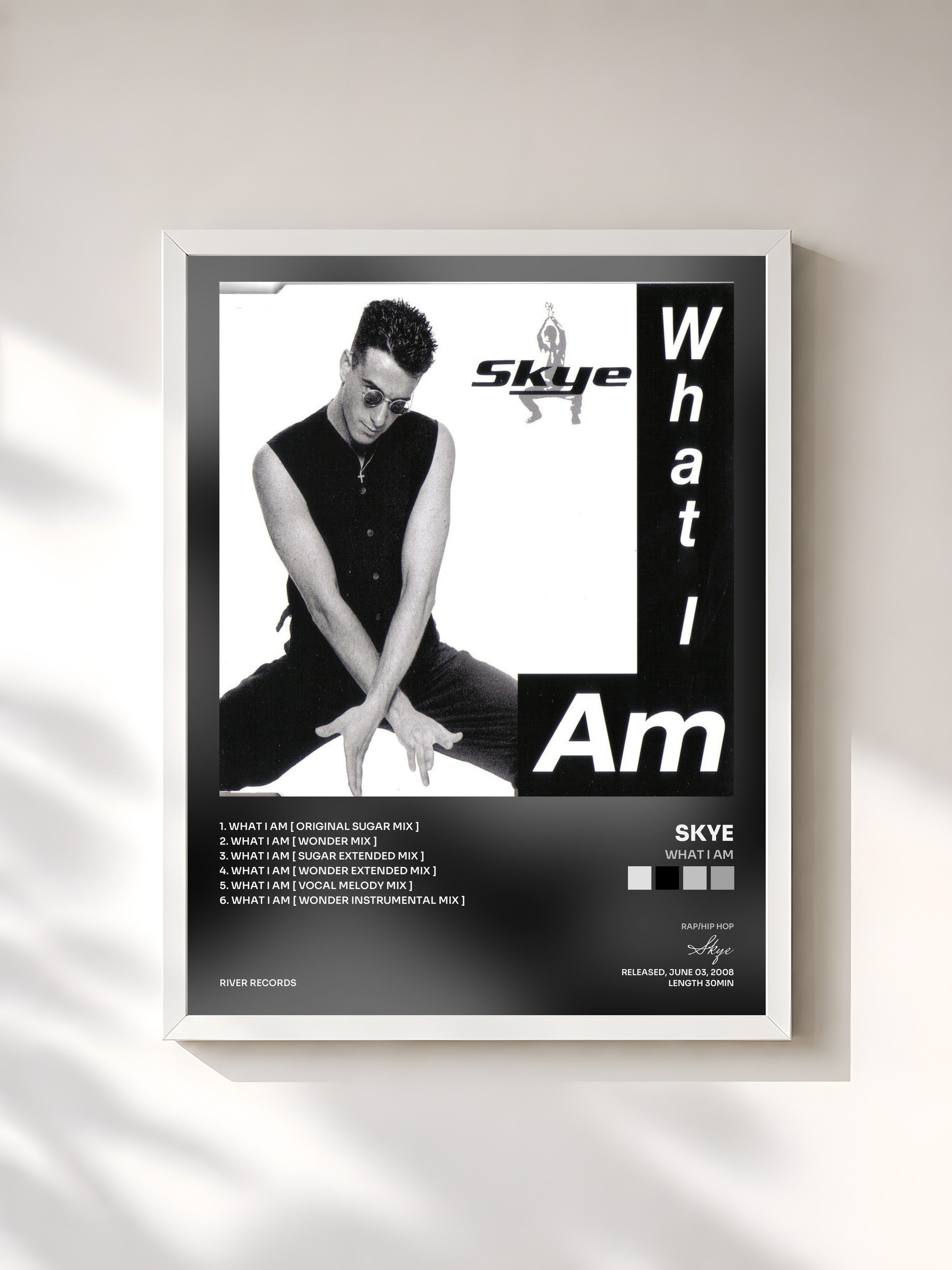 #blanc Tableau de l'album What I Am de Skye, cadre blanc, imprimé et encadré en France