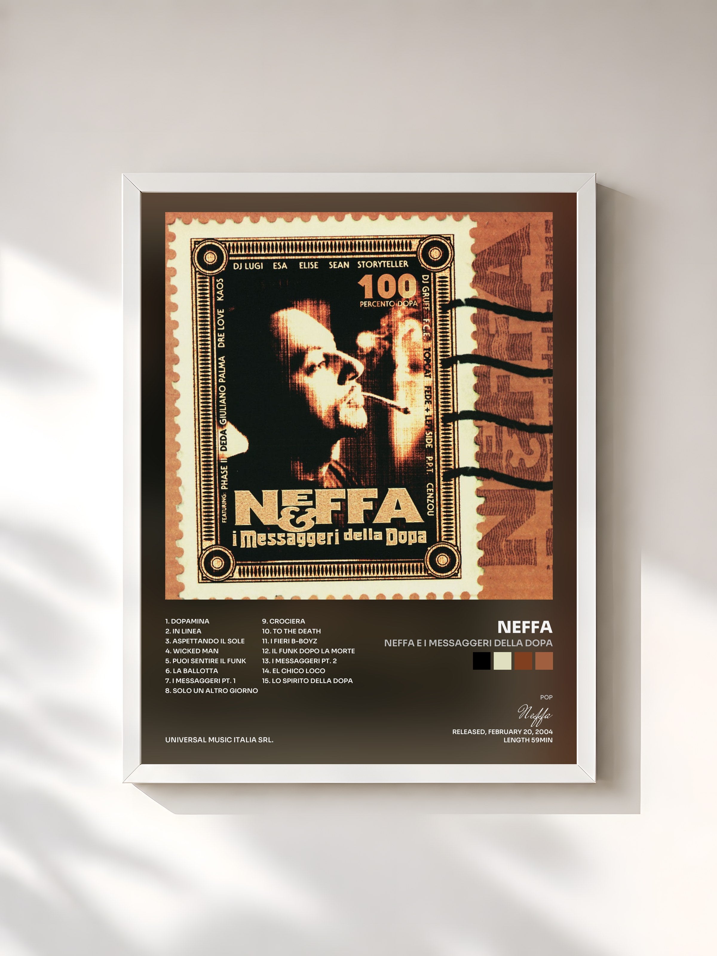 #blanc Tableau de l'album Neffa E I Messaggeri Della Dopa de Neffa, cadre blanc, imprimé et encadré en France