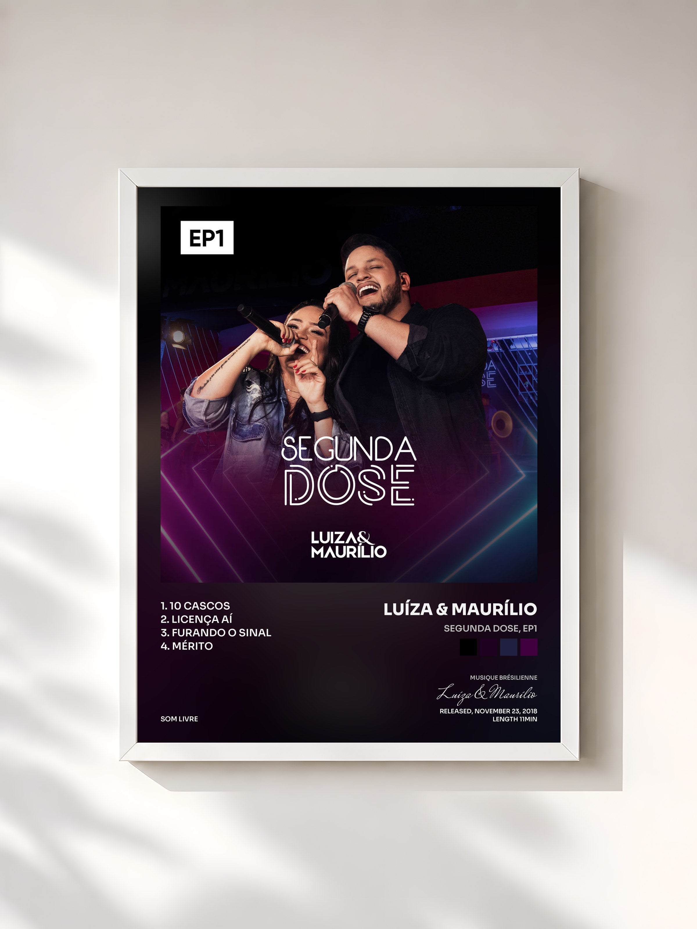 #blanc Tableau de l'album Segunda Dose, Ep1 de Luíza & Maurílio, cadre blanc, imprimé et encadré en France
