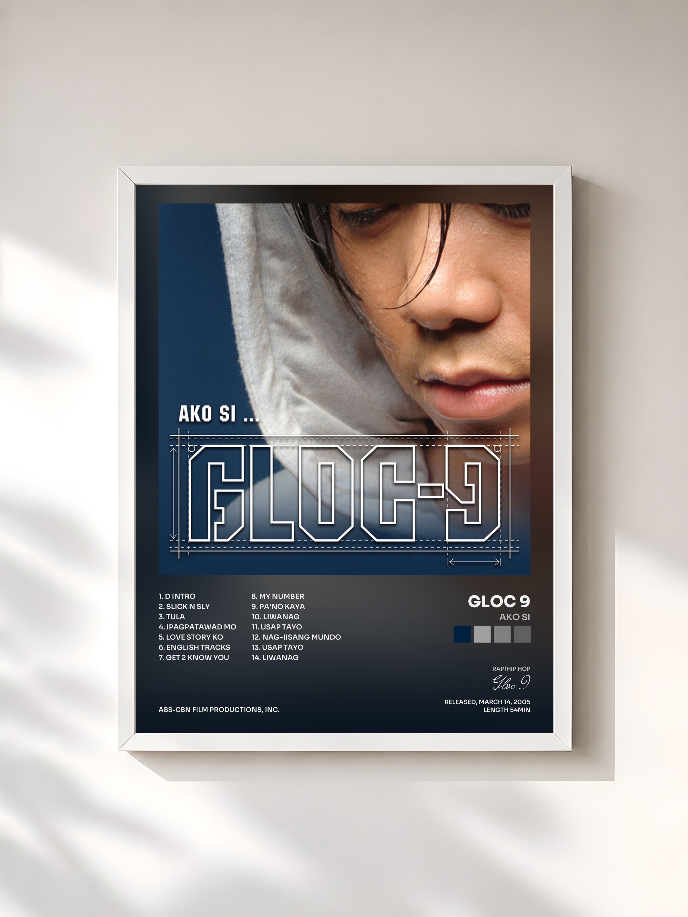 #blanc Tableau de l'album Ako Si de Gloc 9, cadre blanc, imprimé et encadré en France