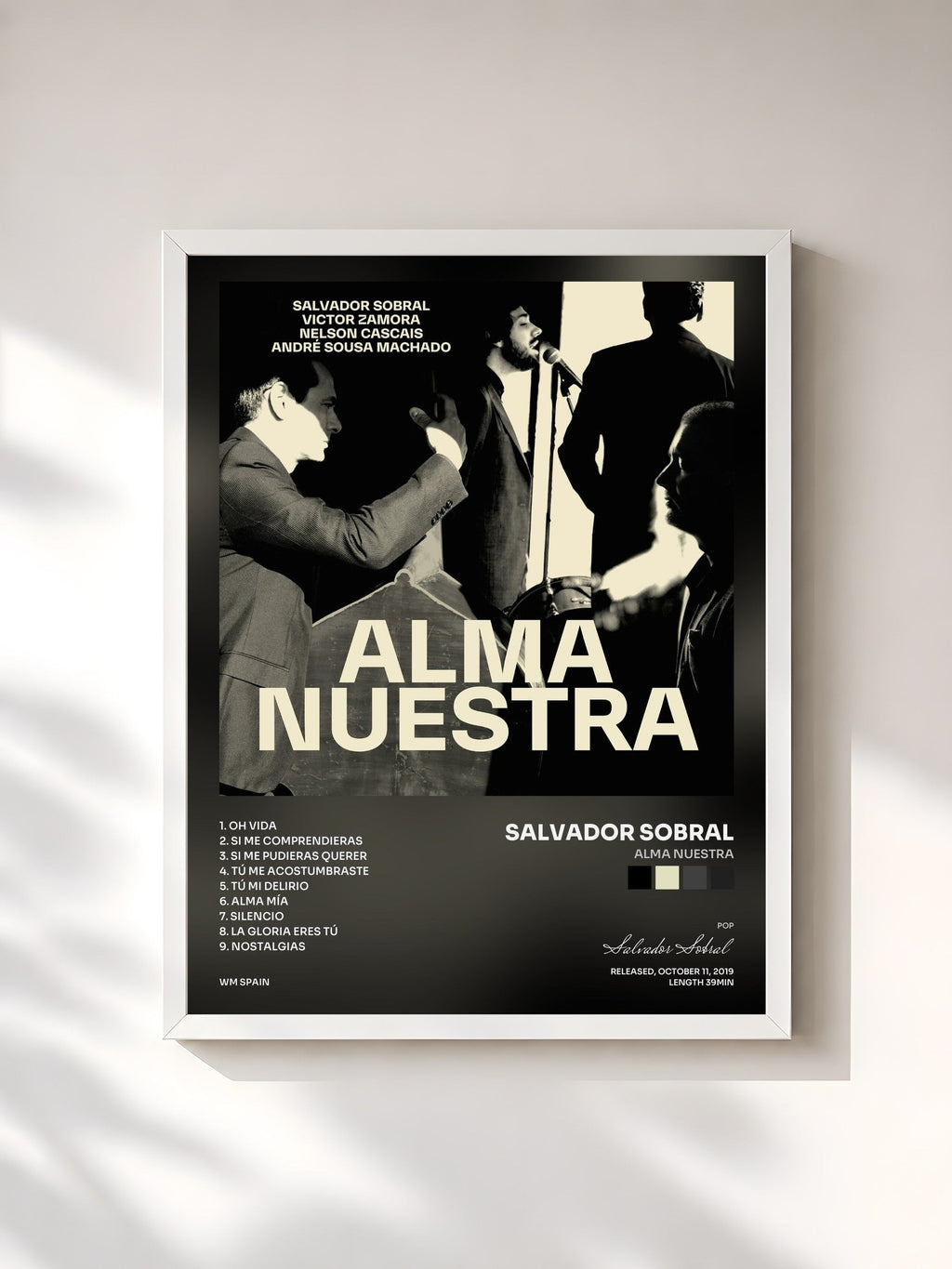 #blanc Alma nuestra by Salvador Sobral as a framed art print, white frame, printed and framed in France
