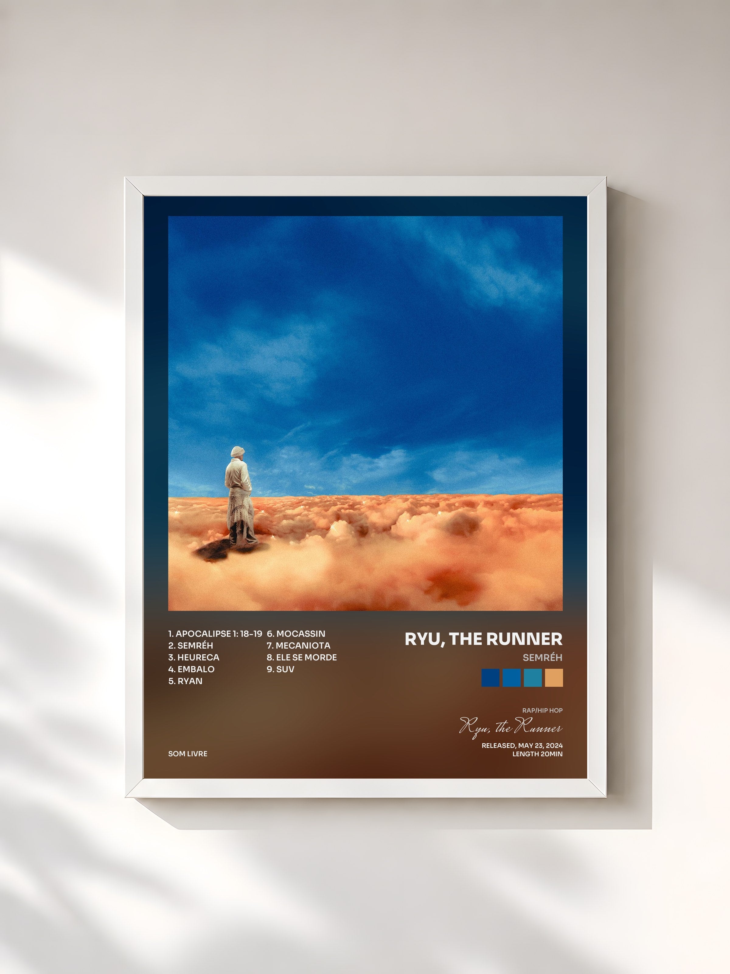 #blanc Tableau de l'album SEMRÉH de Ryu, the Runner, cadre blanc, imprimé et encadré en France