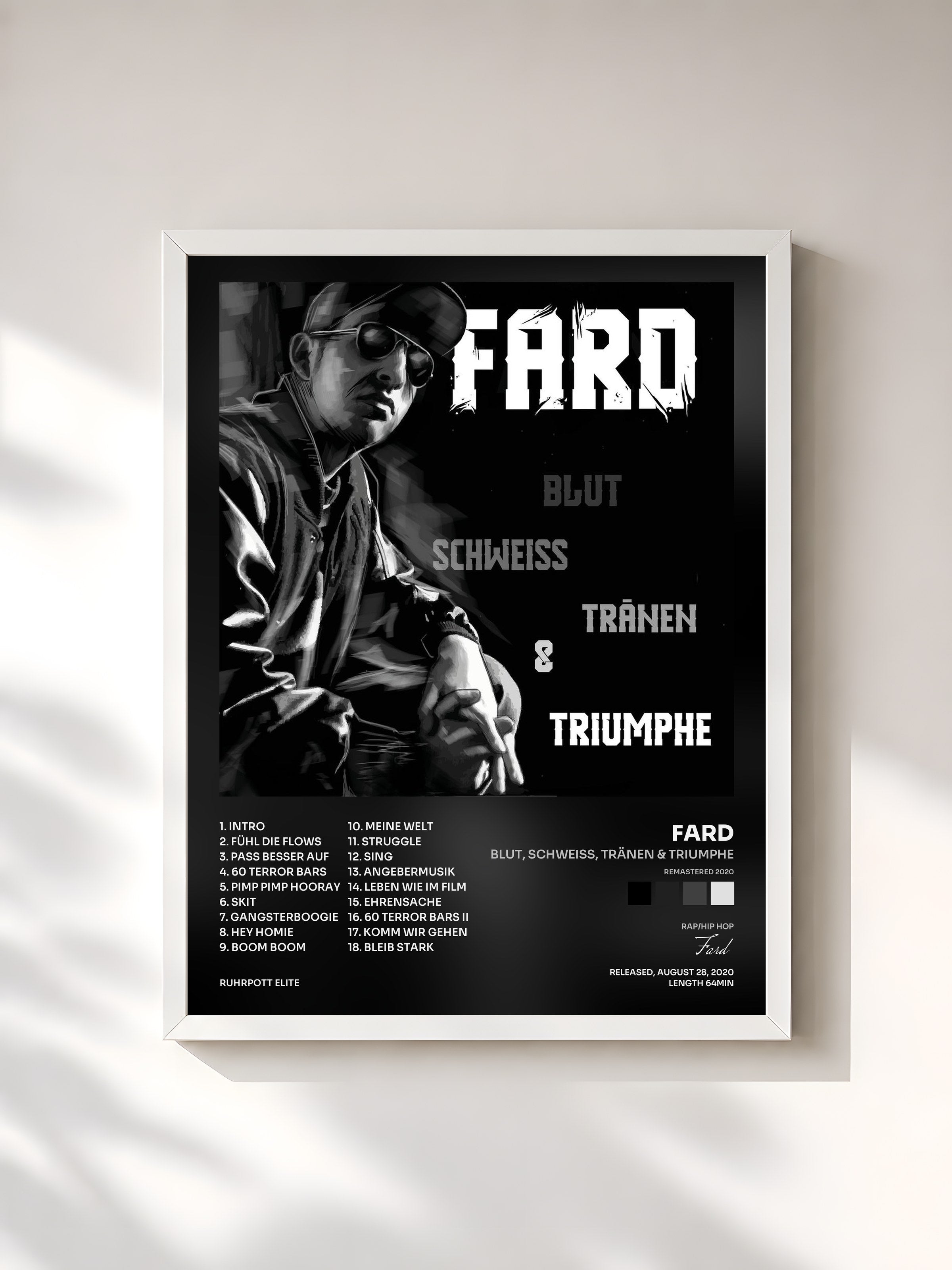 #blanc Tableau de l'album Blut, Schweiss, Tränen & Triumphe (Remastered 2020) de Fard, cadre blanc, imprimé et encadré en France