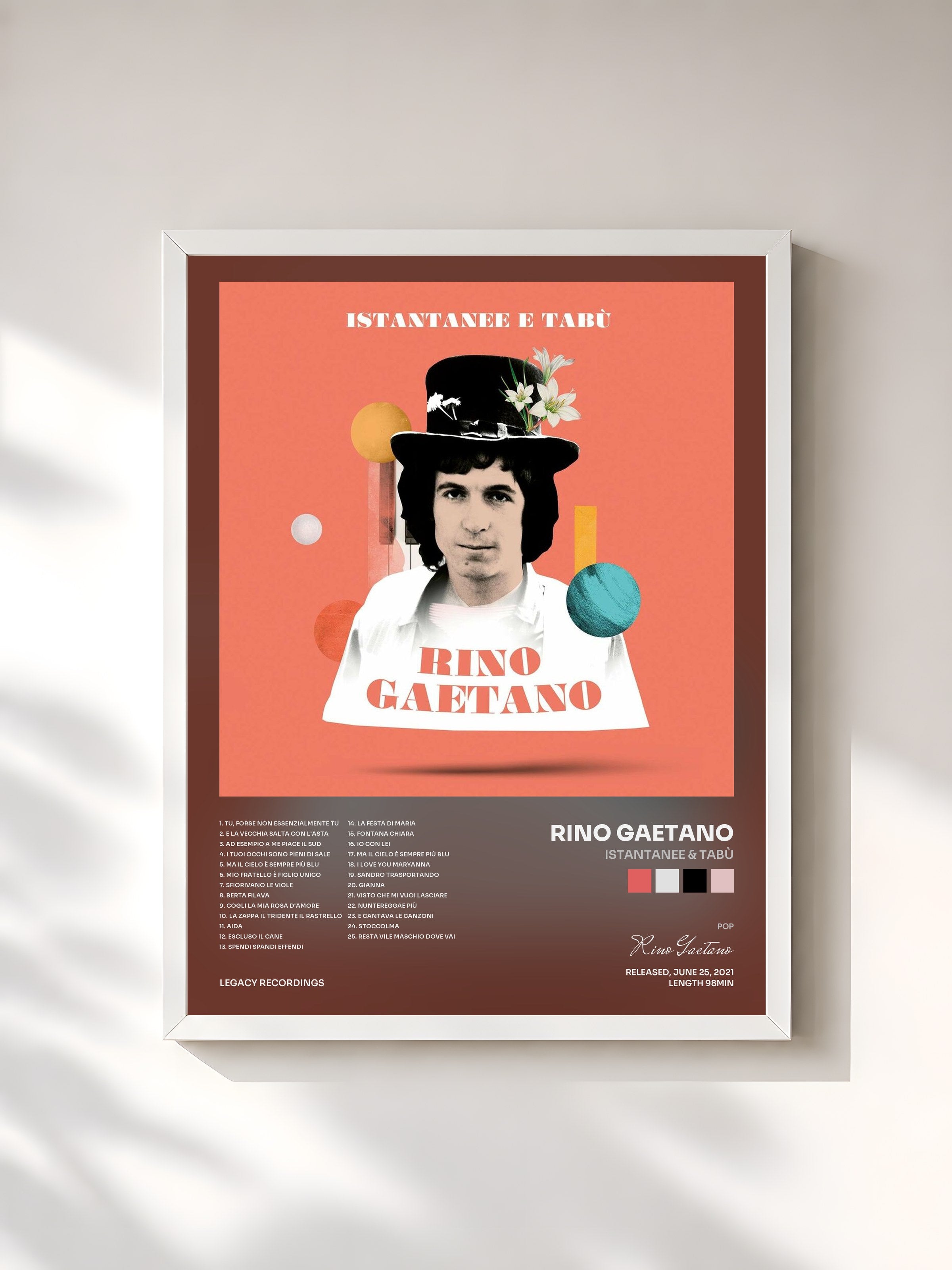 #blanc Tableau de l'album Istantanee & tabù de Rino Gaetano, cadre blanc, imprimé et encadré en France