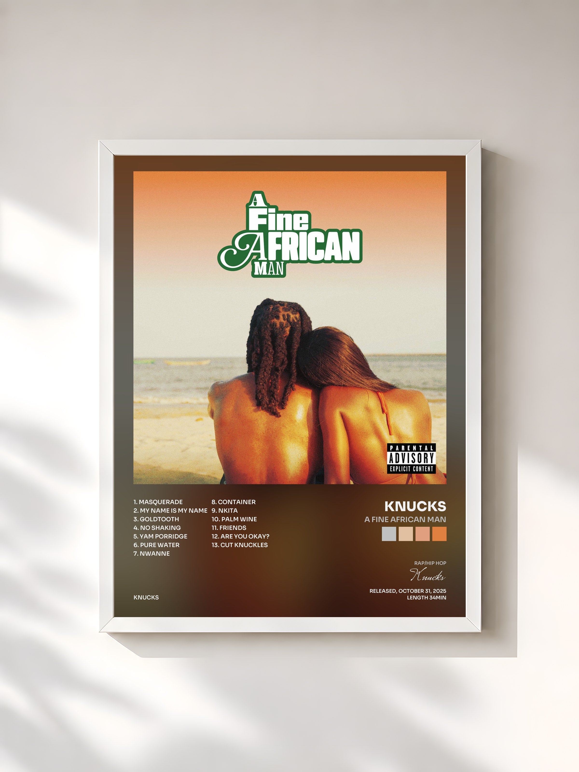 #blanc Tableau de l'album A Fine African Man de Knucks, cadre blanc, imprimé et encadré en France