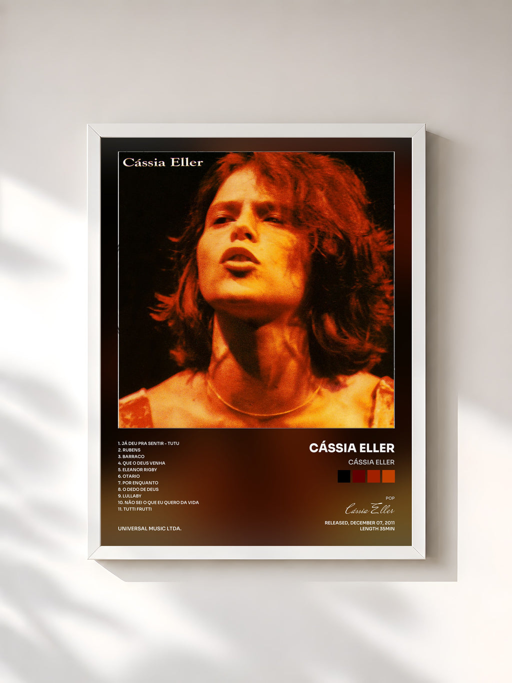 #blanc Cássia Eller by Cássia Eller as a framed art print, white frame, printed and framed in France
