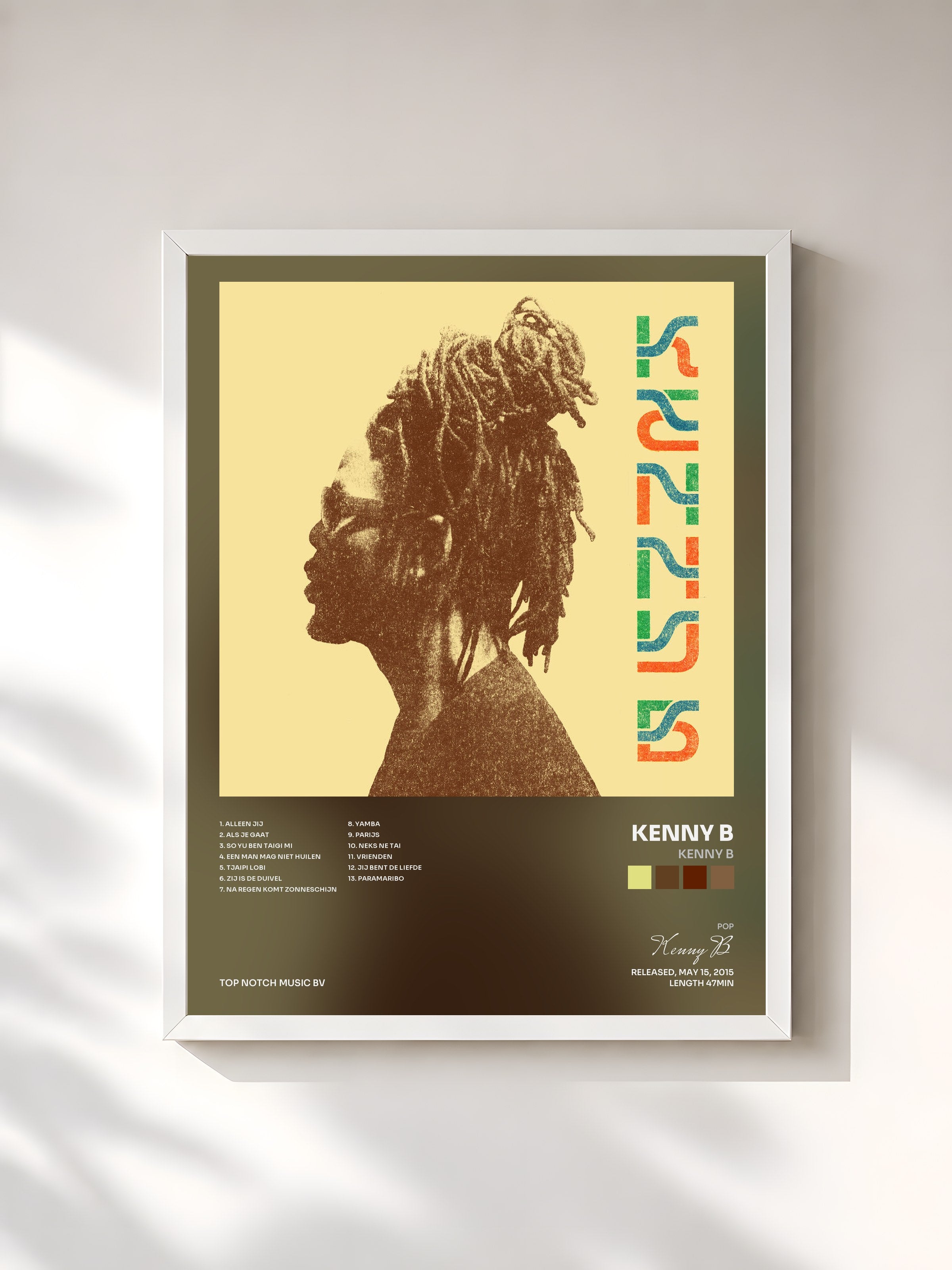 #blanc Tableau de l'album Kenny B de Kenny B, cadre blanc, imprimé et encadré en France