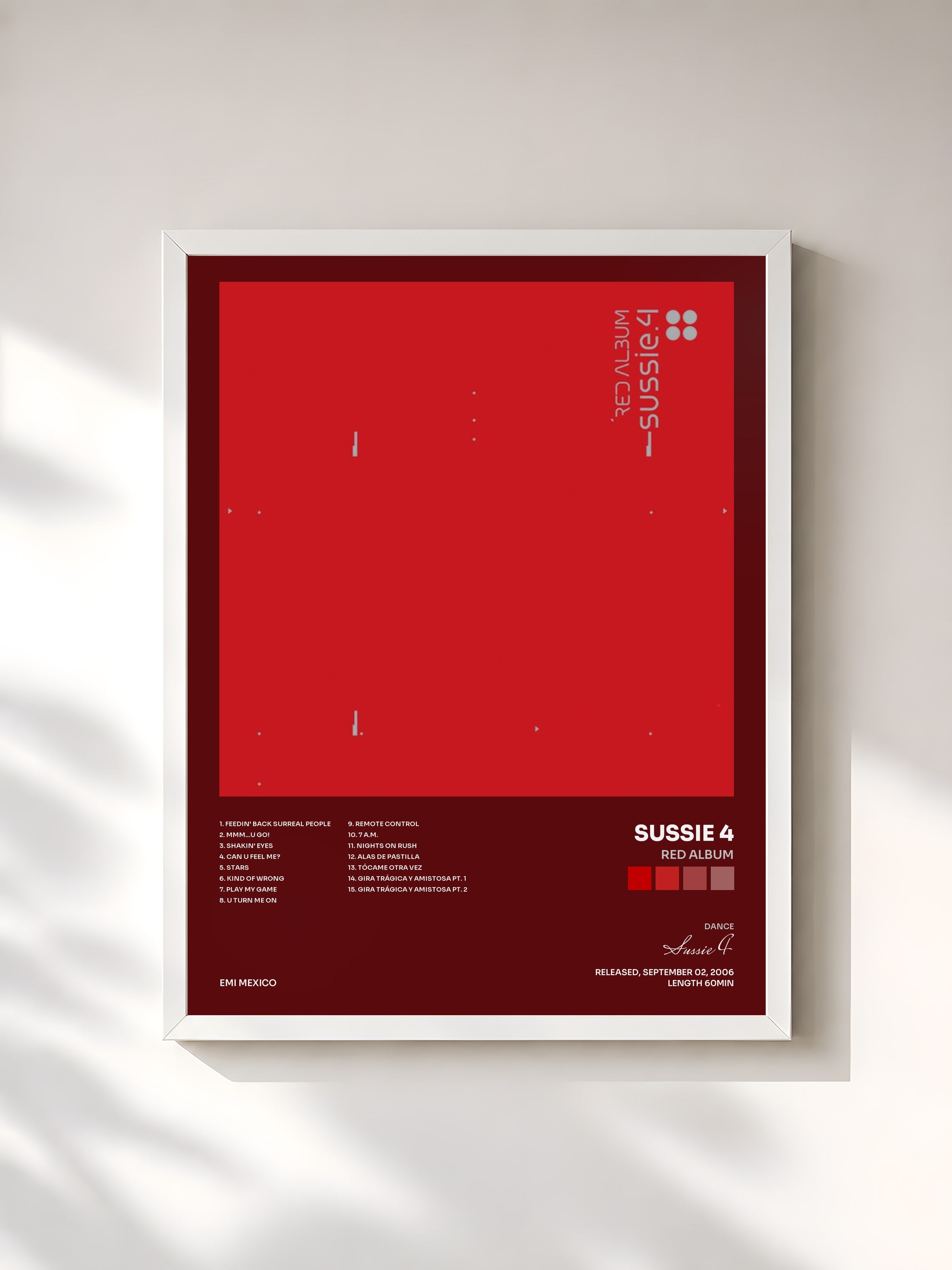 #blanc Tableau de l'album Red Album de Sussie 4, cadre blanc, imprimé et encadré en France