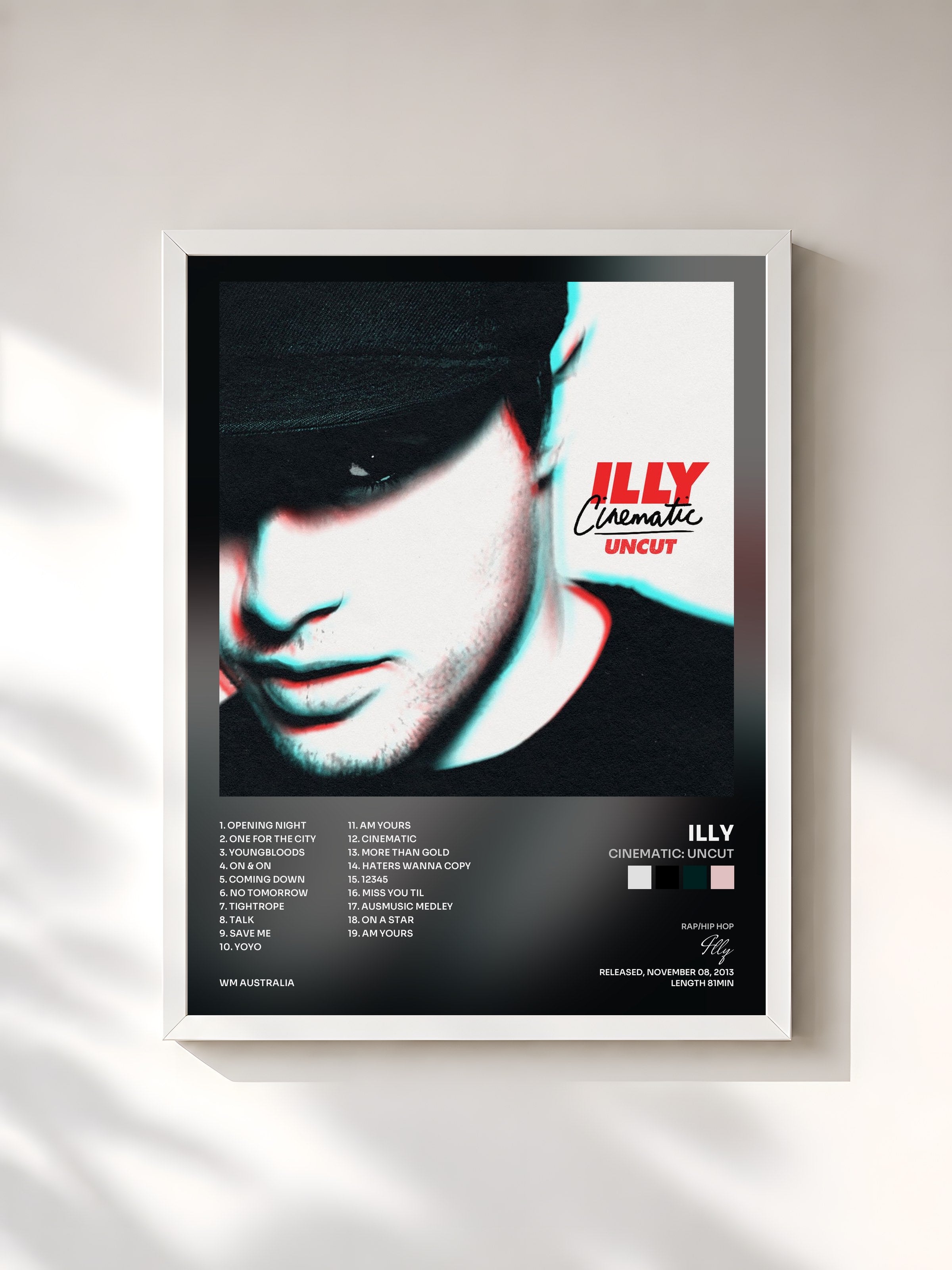 #blanc Tableau de l'album Cinematic: Uncut de Illy, cadre blanc, imprimé et encadré en France