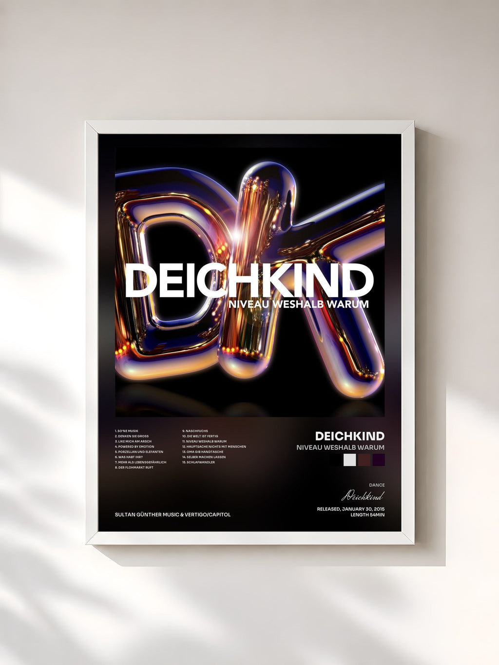 #blanc Niveau Weshalb Warum von Deichkind als gerahmter Kunstdruck, weißer Rahmen, gedruckt und gerahmt in Frankreich